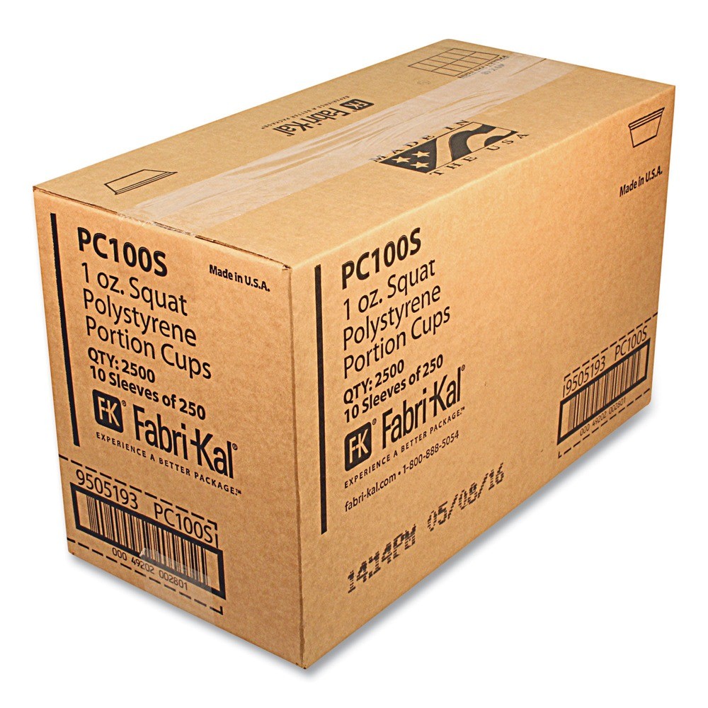 Fabri-Kal PC100S 1 oz. Squat Plastic Portion Cups – Translucent (10/Carton) New