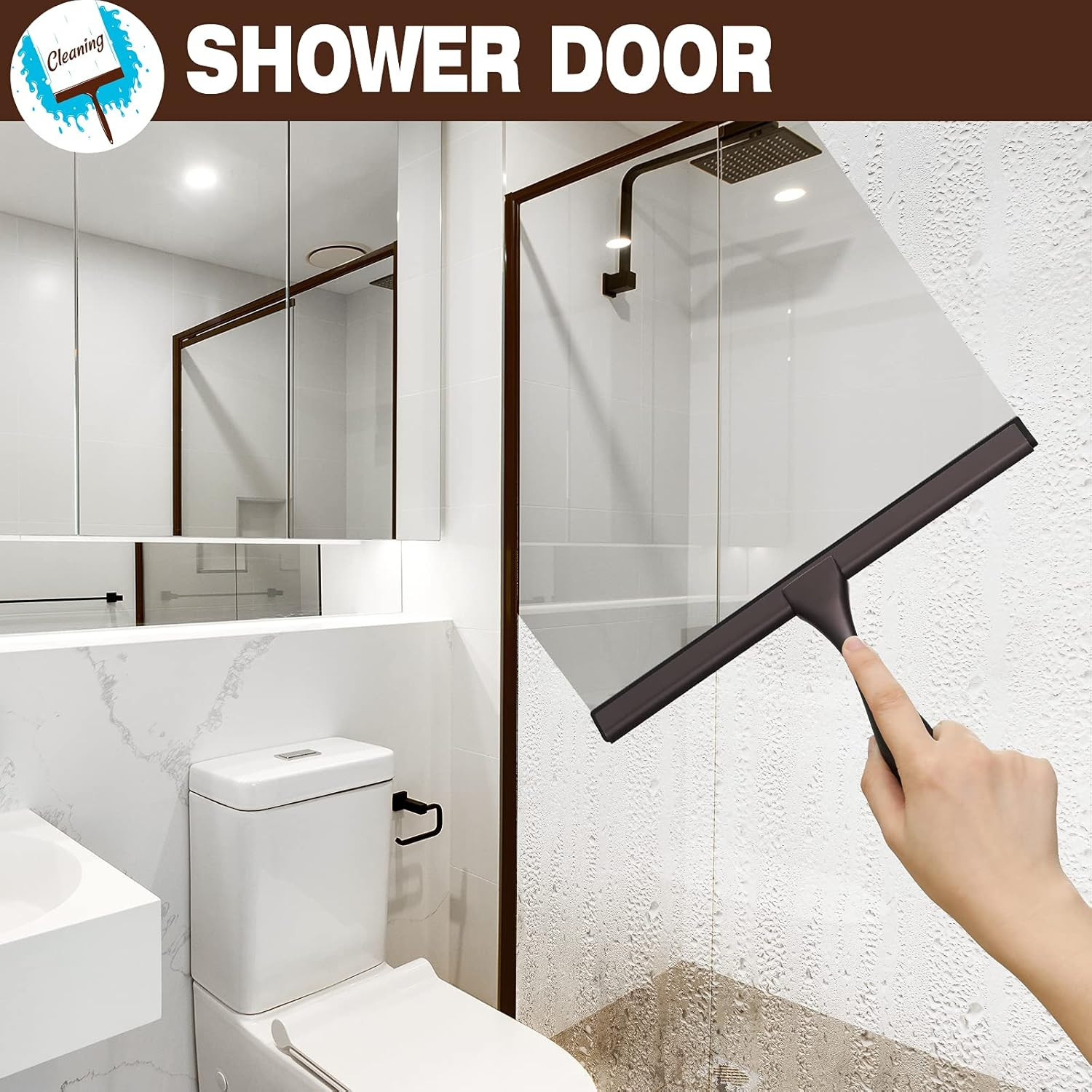 NETANY Shower Squeegee, 10-Inch Bronze Squeegee, All-Purpose Stainless Steel Squ