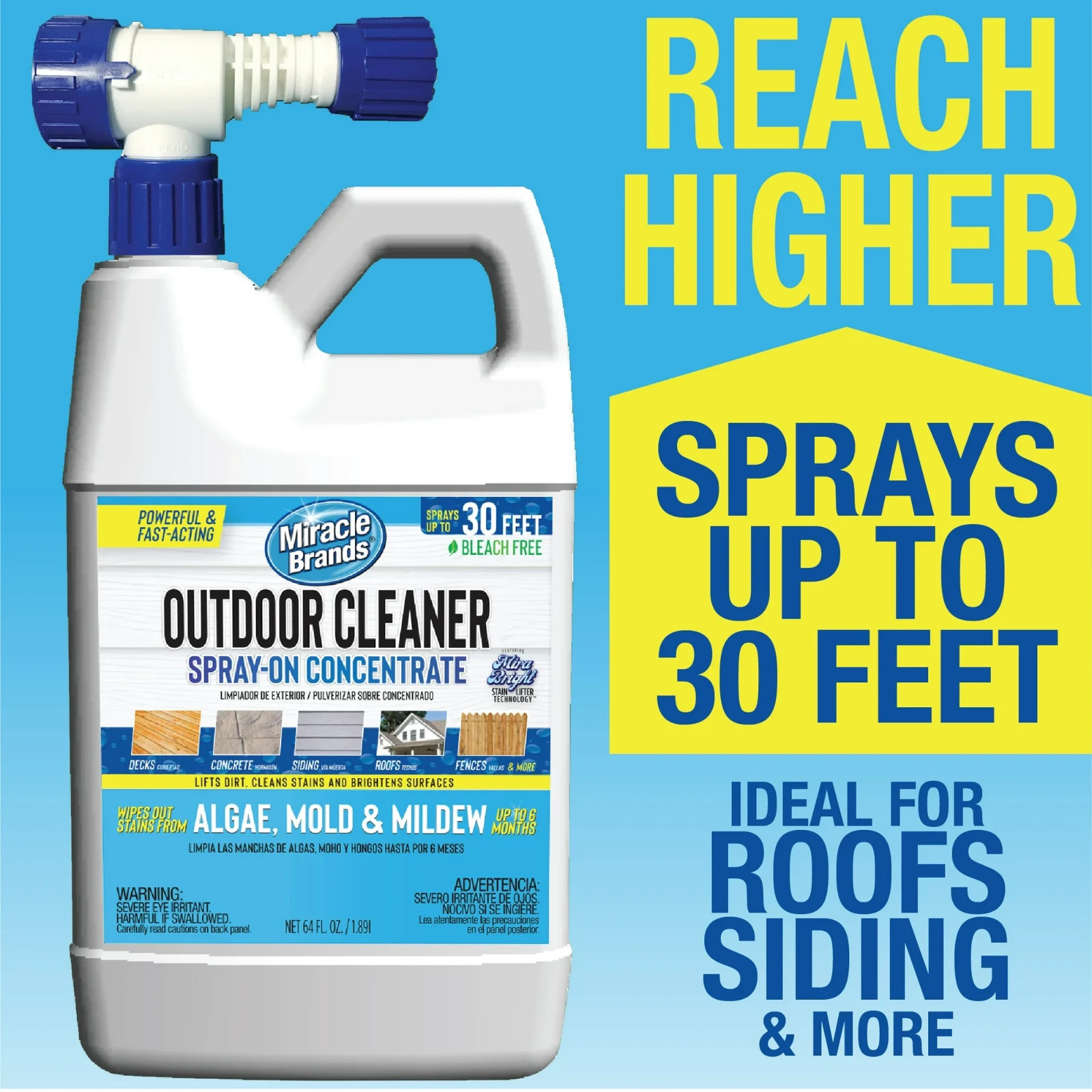 Outdoor Cleaner Spray-On Concentrate 64oz Algae Mold Mildew Stain Remover