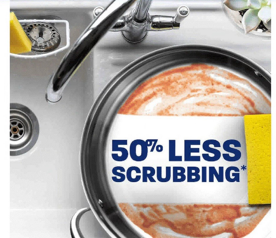 Dawn Ultra 50% Less Scrubbing Dishwashing Liquid for Dishes, Lemon, 3 Pack