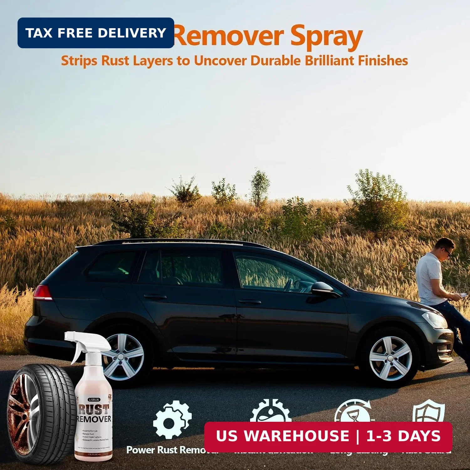 Rust Remover Spray for Metal, 17 fl oz, Upgraded Metal Cleaner, Highly Concentra
