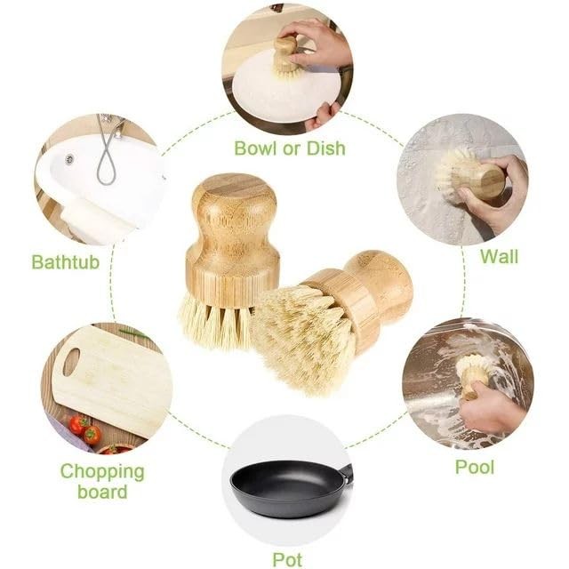 1 Pcs Palm Wooden Dish Scrubber Brush,Dish Brush Set, Dish Brushes, Durable W…