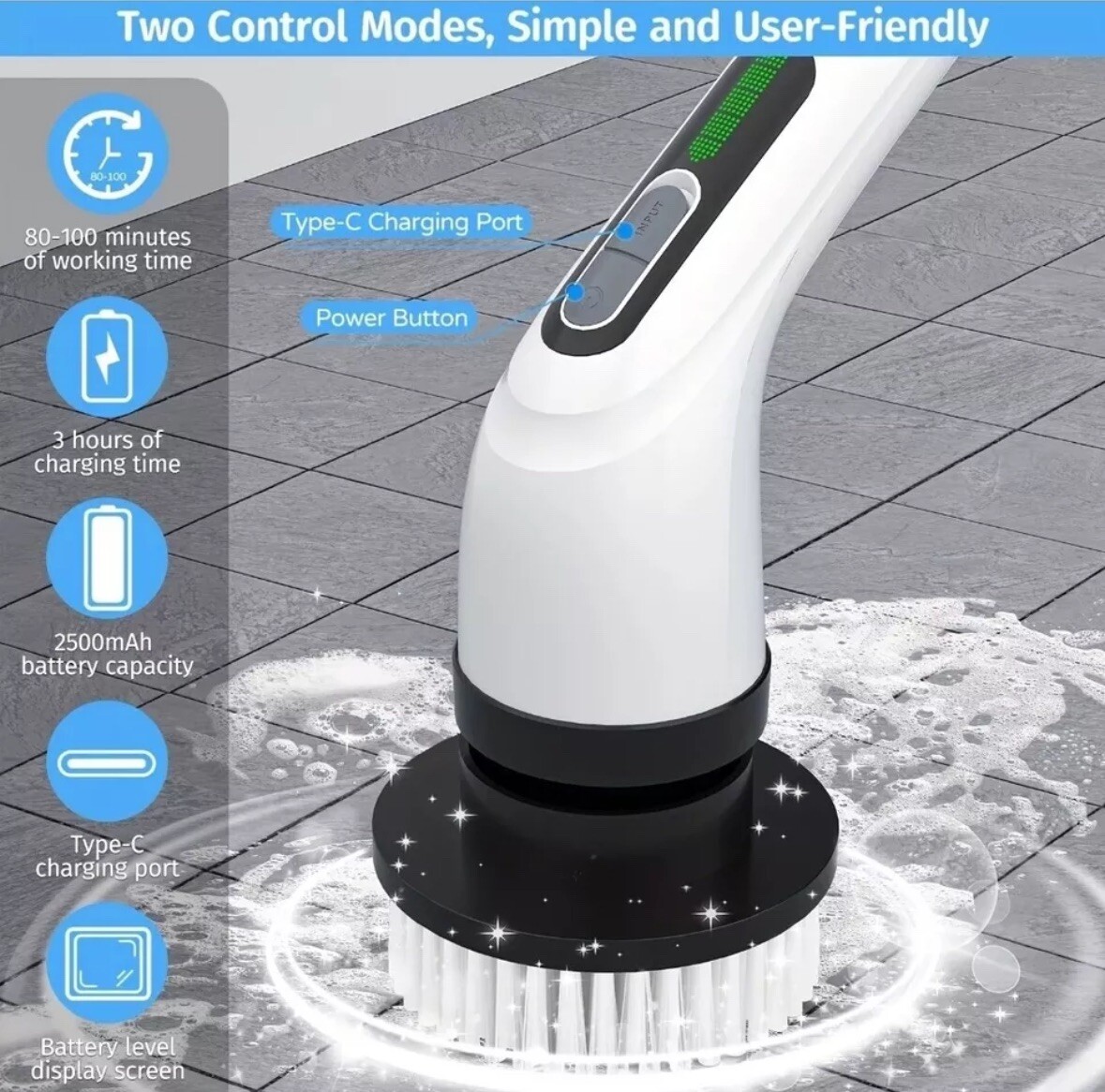7 IN 1 Electric Spin Scrubber Cordless Power Cleaning Brush Rechargeable Cleaner