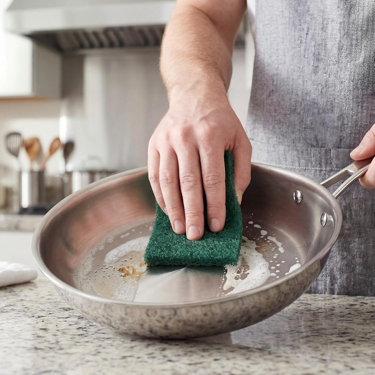 Scrubbing Pads, 6-Pack Green Kitchen Cleaning Scourer – Heavy Duty Scrubber f…