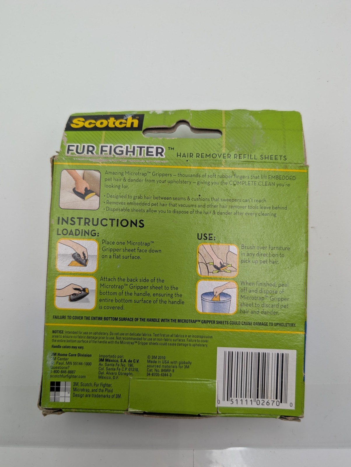 Scotch Brite Fur Fighter Pet Dog Cat Hair Remover Handle & 4 Refill Sheets