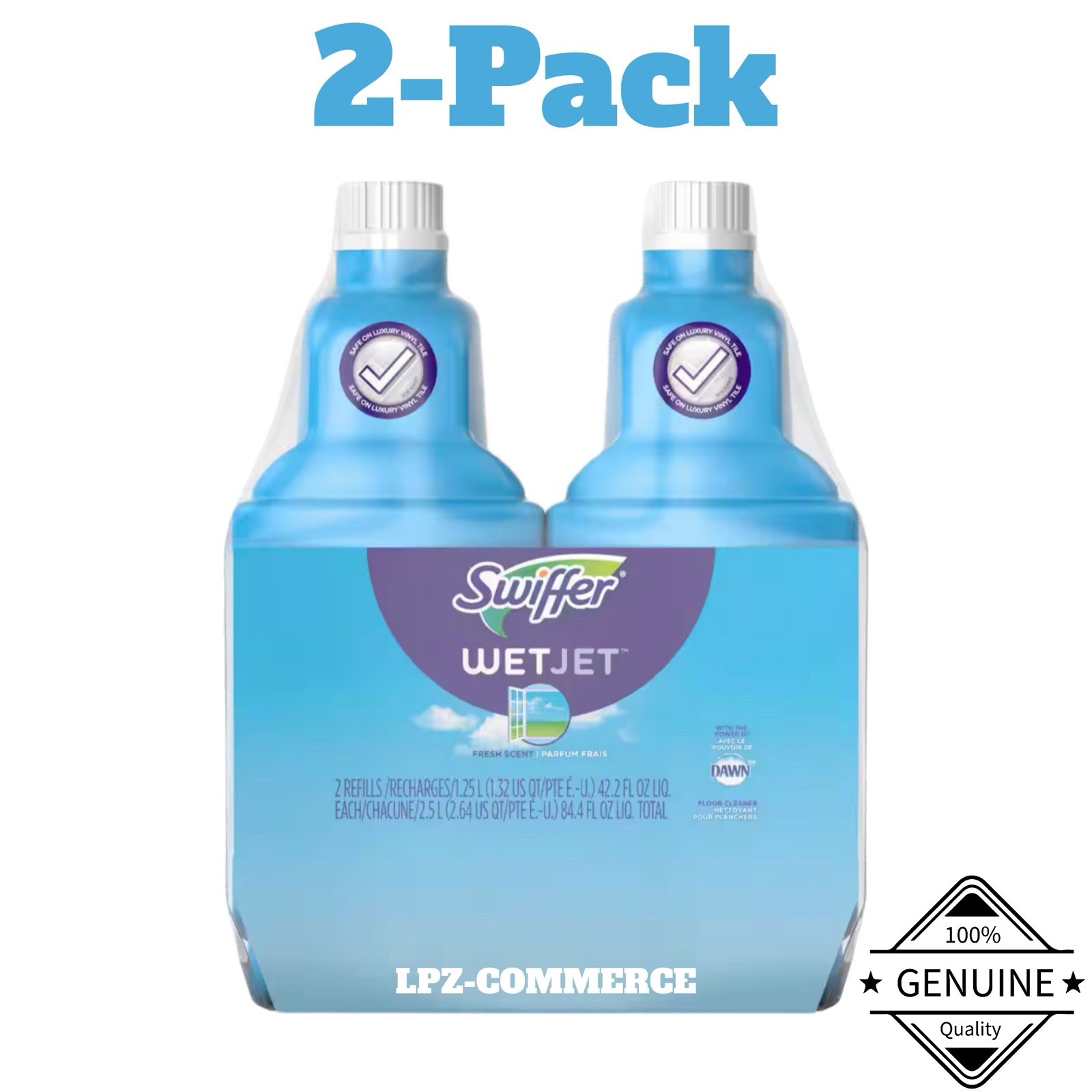 Swiffer WetJet 42oz Multi-Surface Floor Cleaner Refill, Open Window Fresh, 2Pack