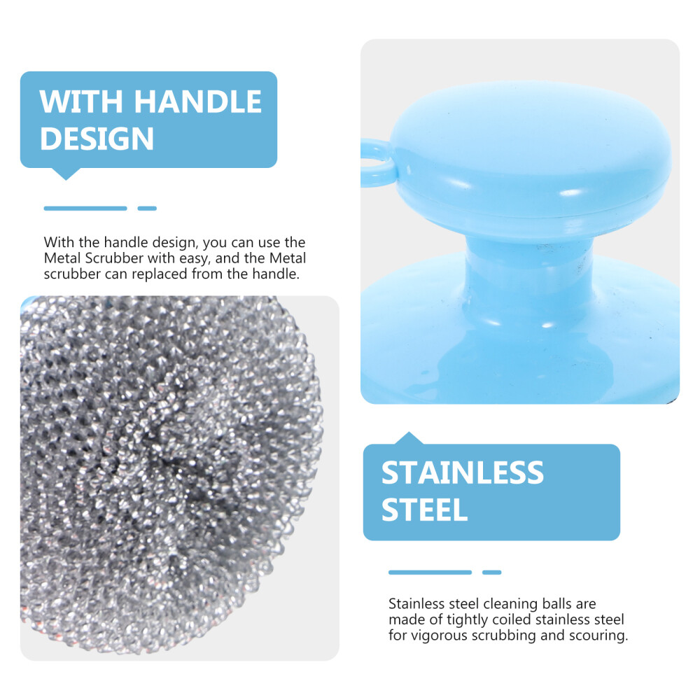 5 Sets Pot Metal Scrubber Pot Cleaning Brushes Pan Scrubber with Handle