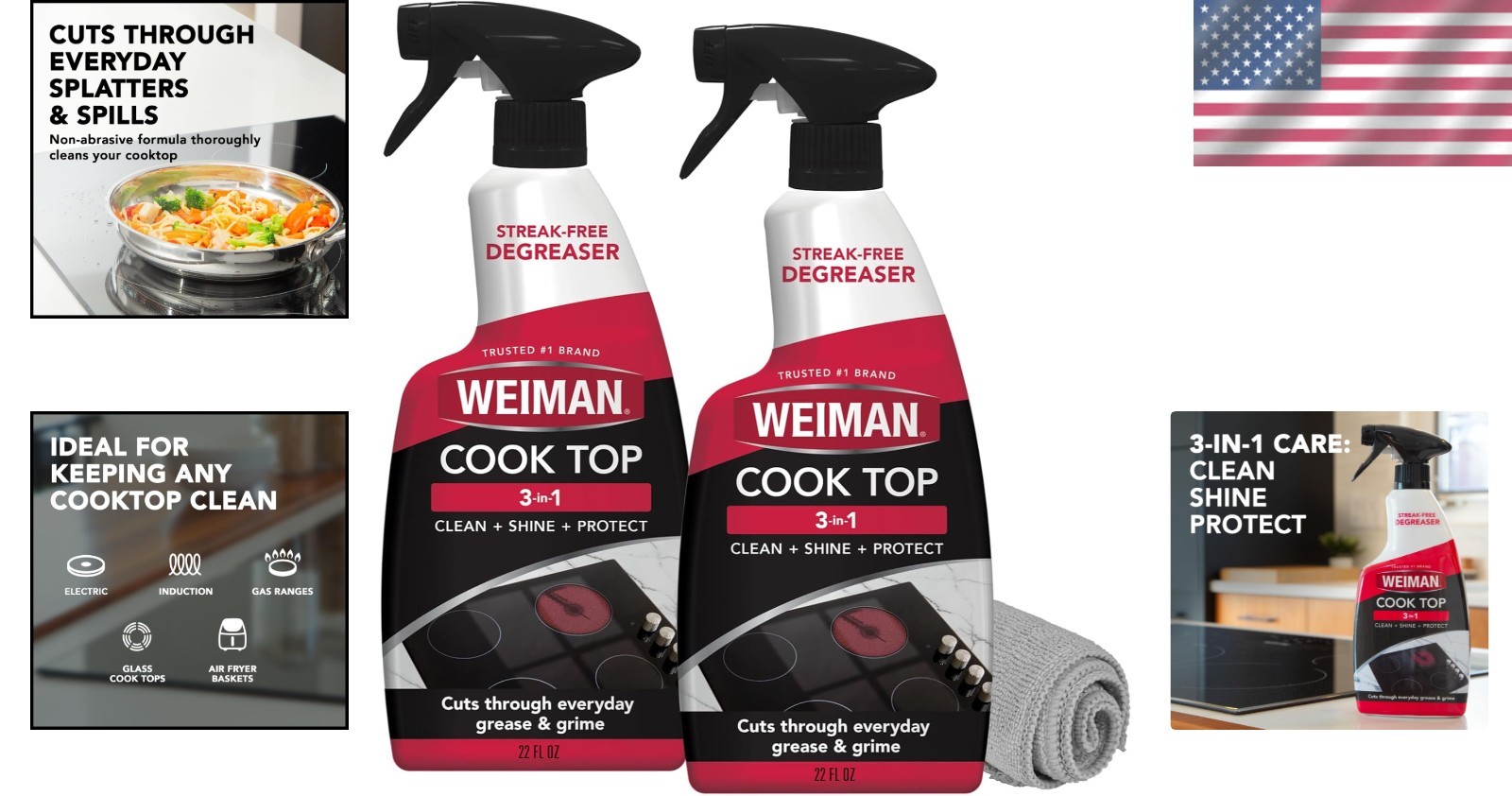 2-Pack Cooktop & Oven Cleaner with Microfiber Cloth – Streak-Free & Non-Abrasive
