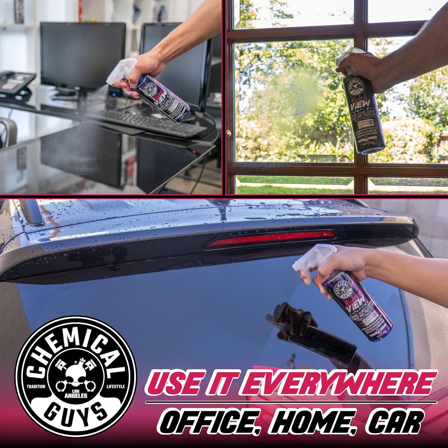 Chemical Guys HydroView Ceramic Glass Cleaner & Coating – Cleans & Adds Hydropho
