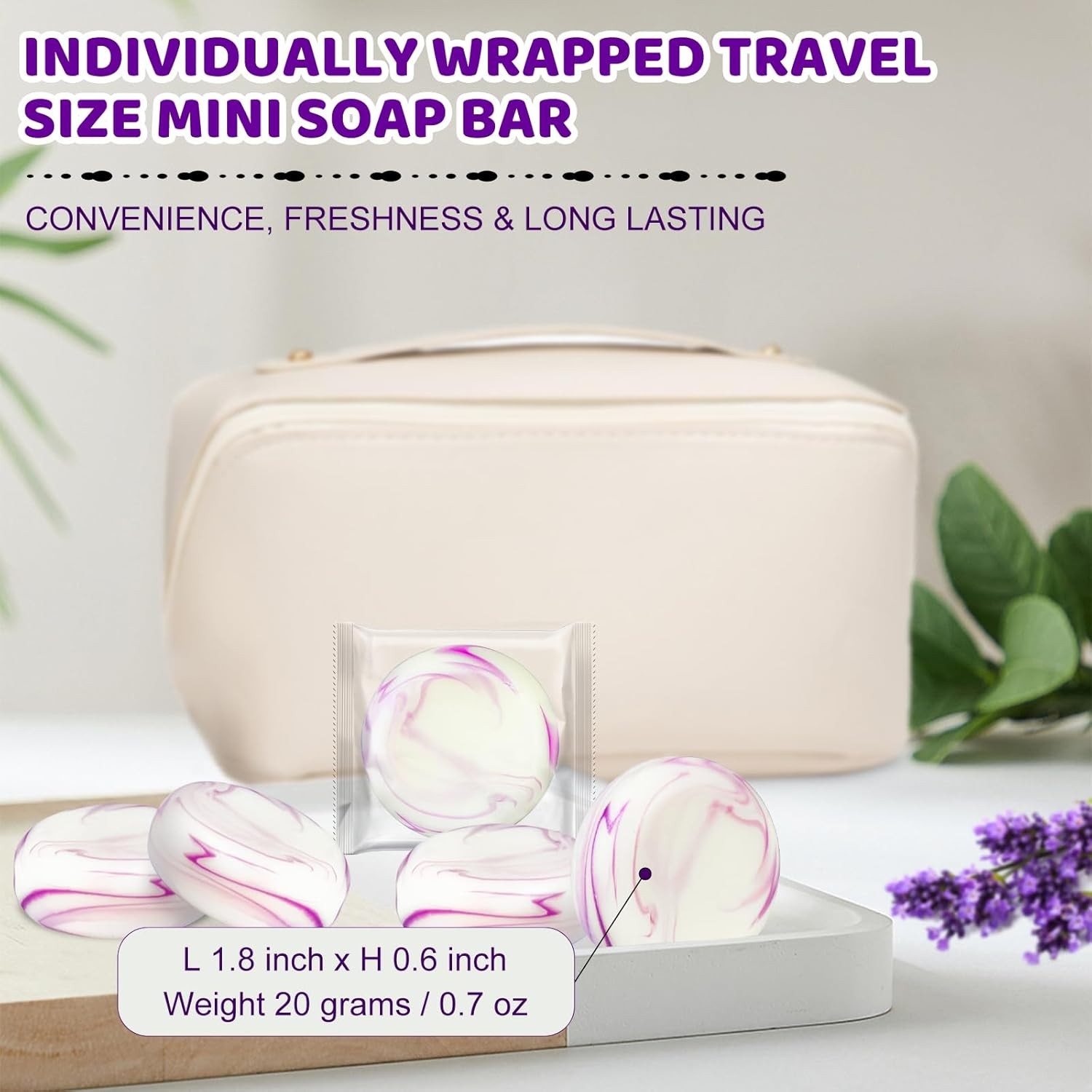 14 Pa Travel Size Lavender Soap, Indivily Wrapped Handmade 4-In-1