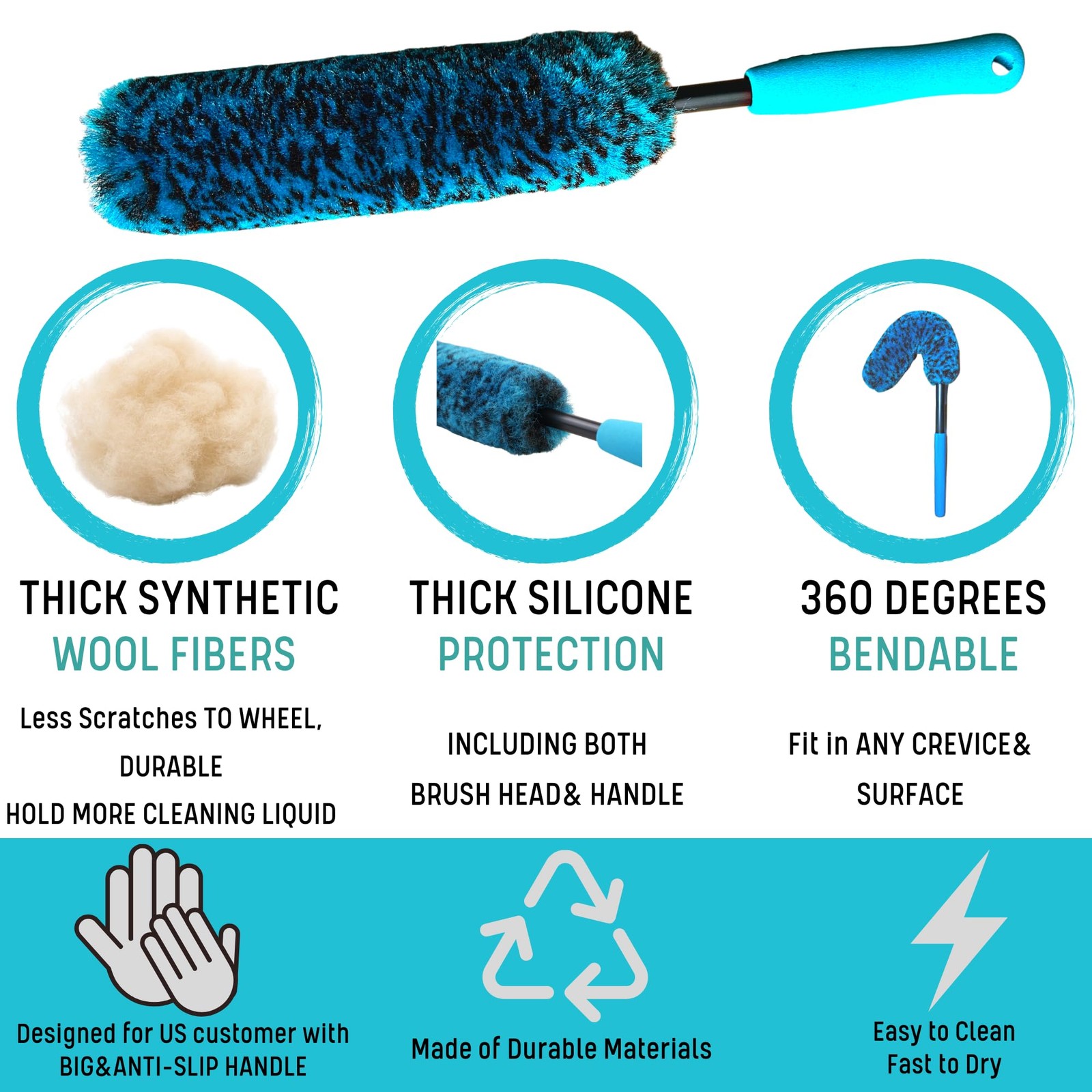 6PCS Car Wheel Cleaning Detailing Pro Kit, Tire Brush, 2 PCS Soft Wool Rims B…