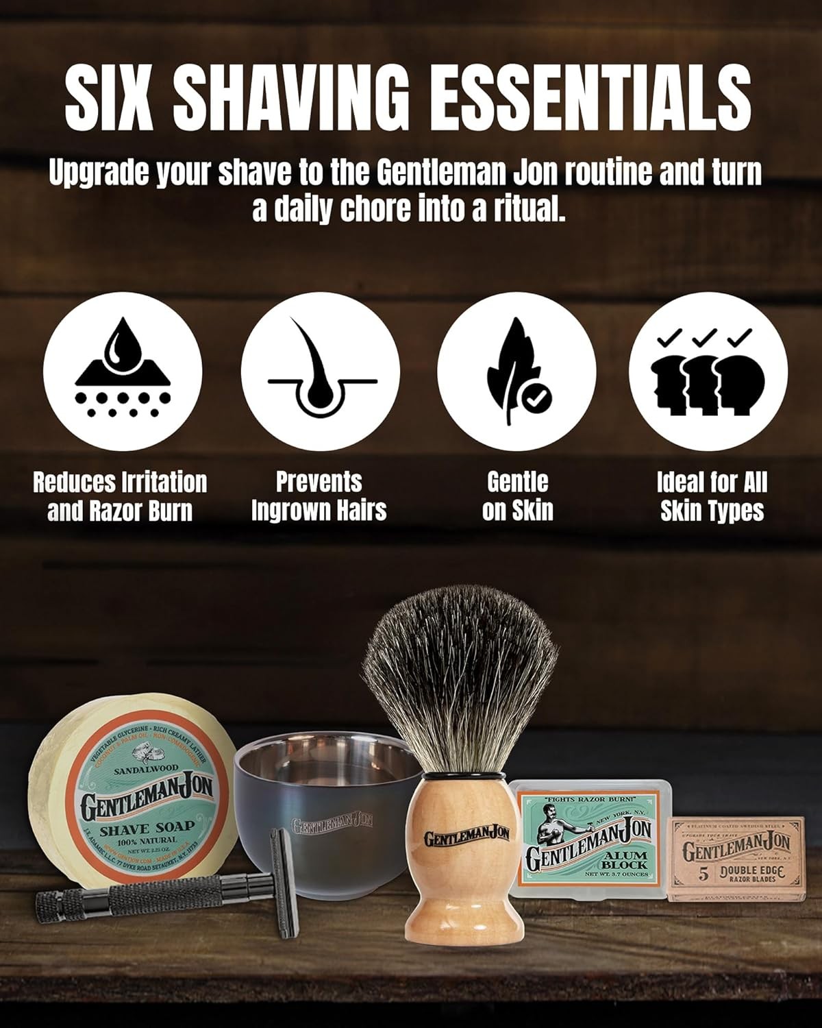 Gentleman Jon Safety Razor Shaving Kit – Vintage Wet Shave Grooming Set for Me