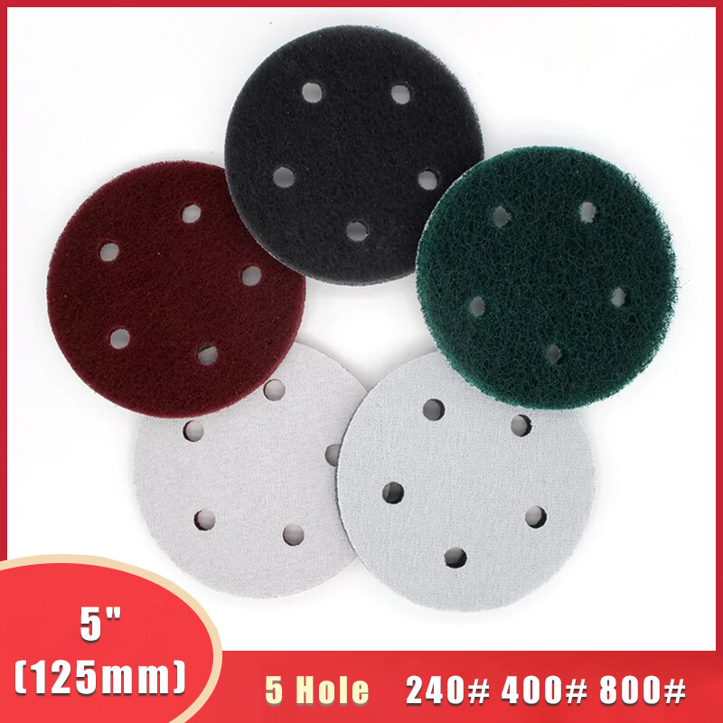 5″ 125mm 5 Hole Scouring Pad Sanding Discs Abrasive Cleaning Pads 240#-800#