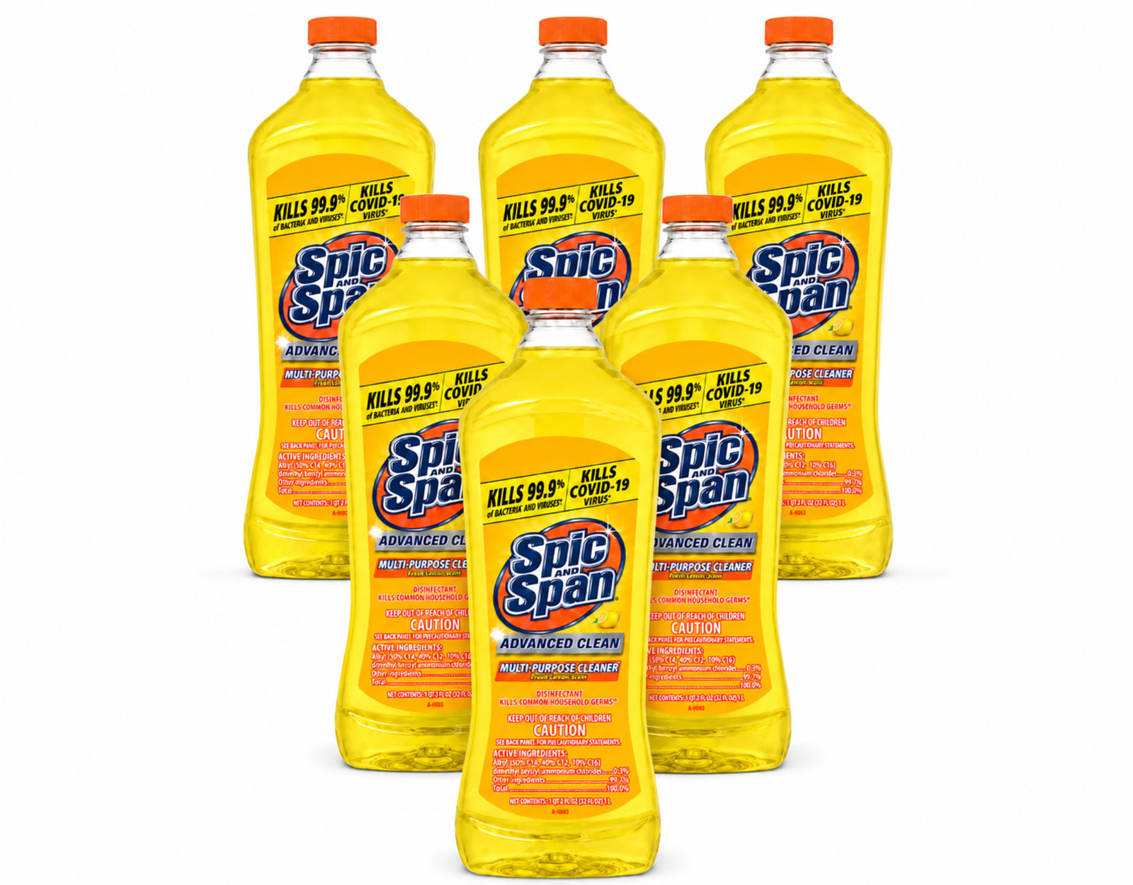 Spic and Span Lemon Multi-Surface Cleaner 34oz Liquid 6 Pack