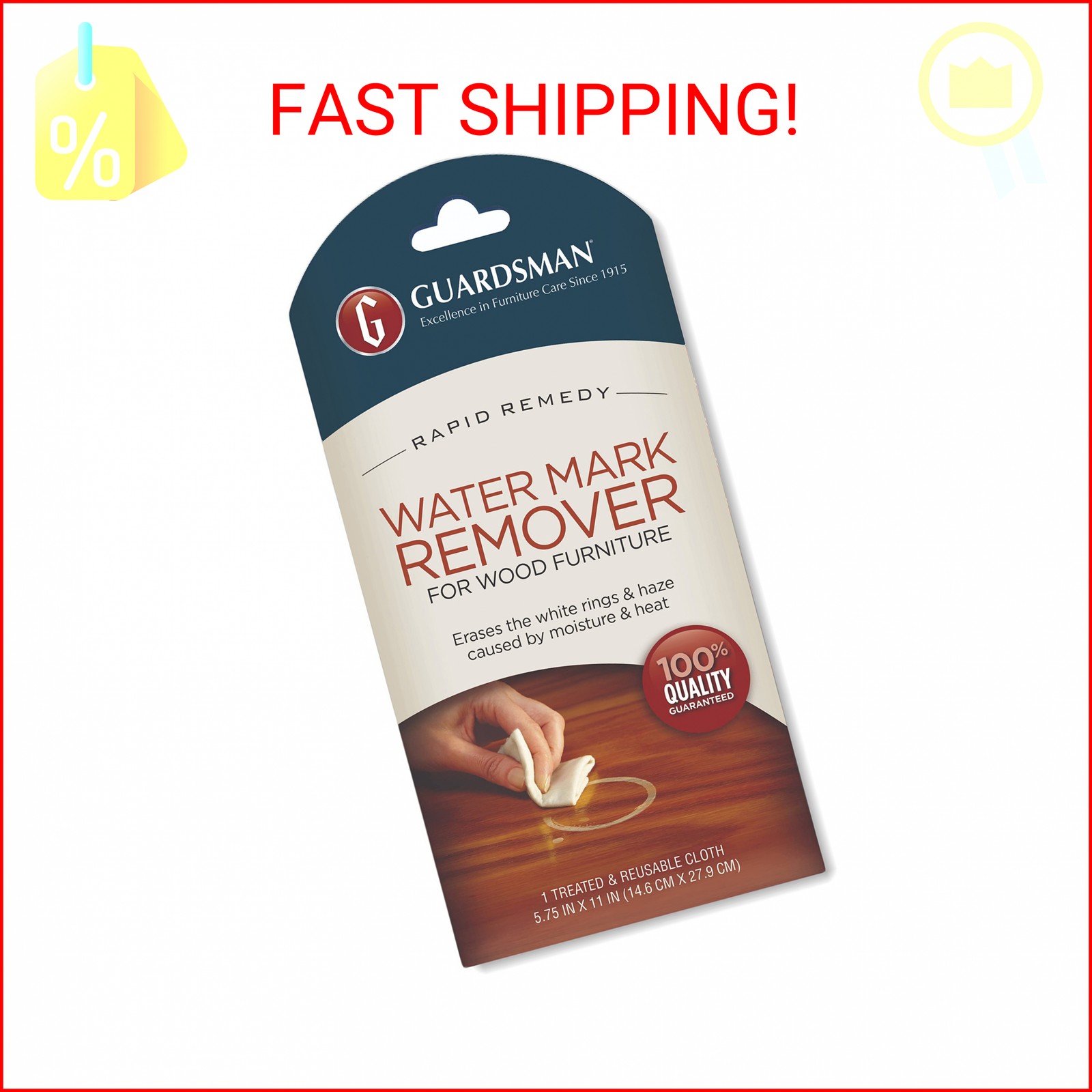 Guardsman Reusable Water Mark Remover Cloth | Wood Cleaner for White Rings & Haz