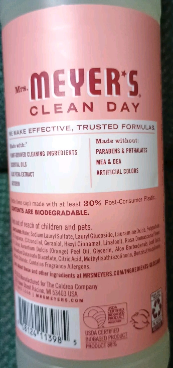 Mrs Meyers Clean Day Dish Soap Rose Scent 3 Pack 16oz each
