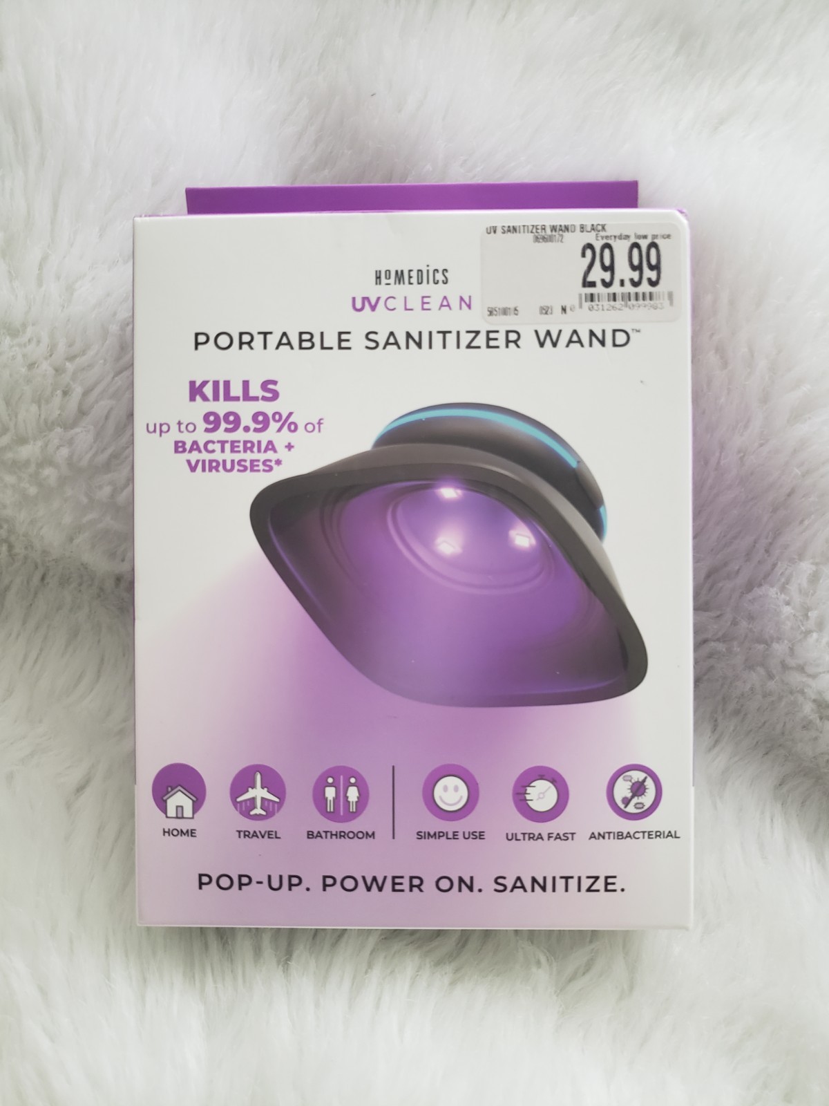Homedics Portable Compact Sanitizer Wand for Everyday Use Cleaner LED NEW U.V.C.