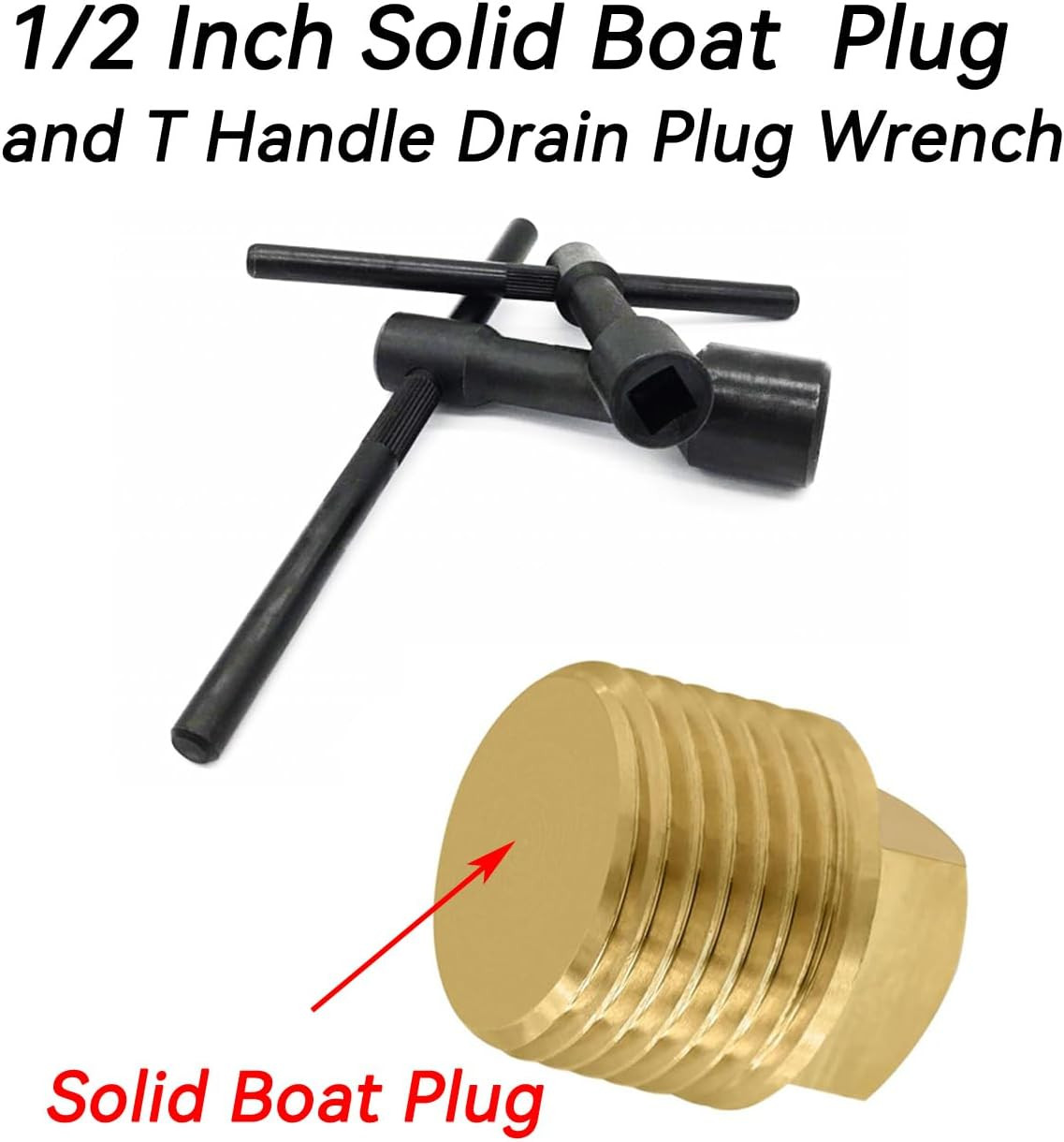 Durable 1/2 Inch Boat Drain Plugs with T Handle Wrench Tool Kit