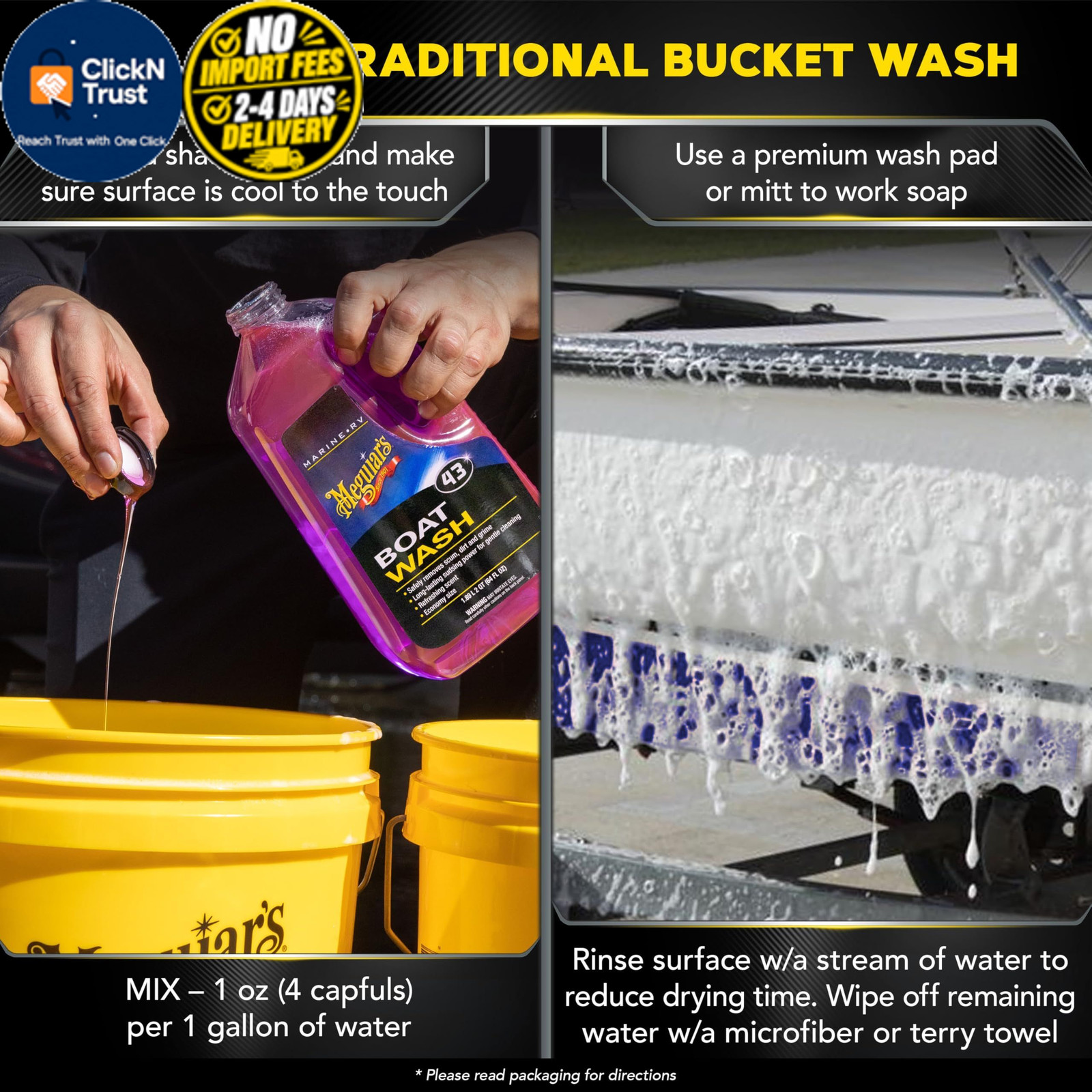 Meguiar’s M43 Marine/RV Boat Wash, pH-Balanced 64 Fl Oz (Pack of 1), PURPLE