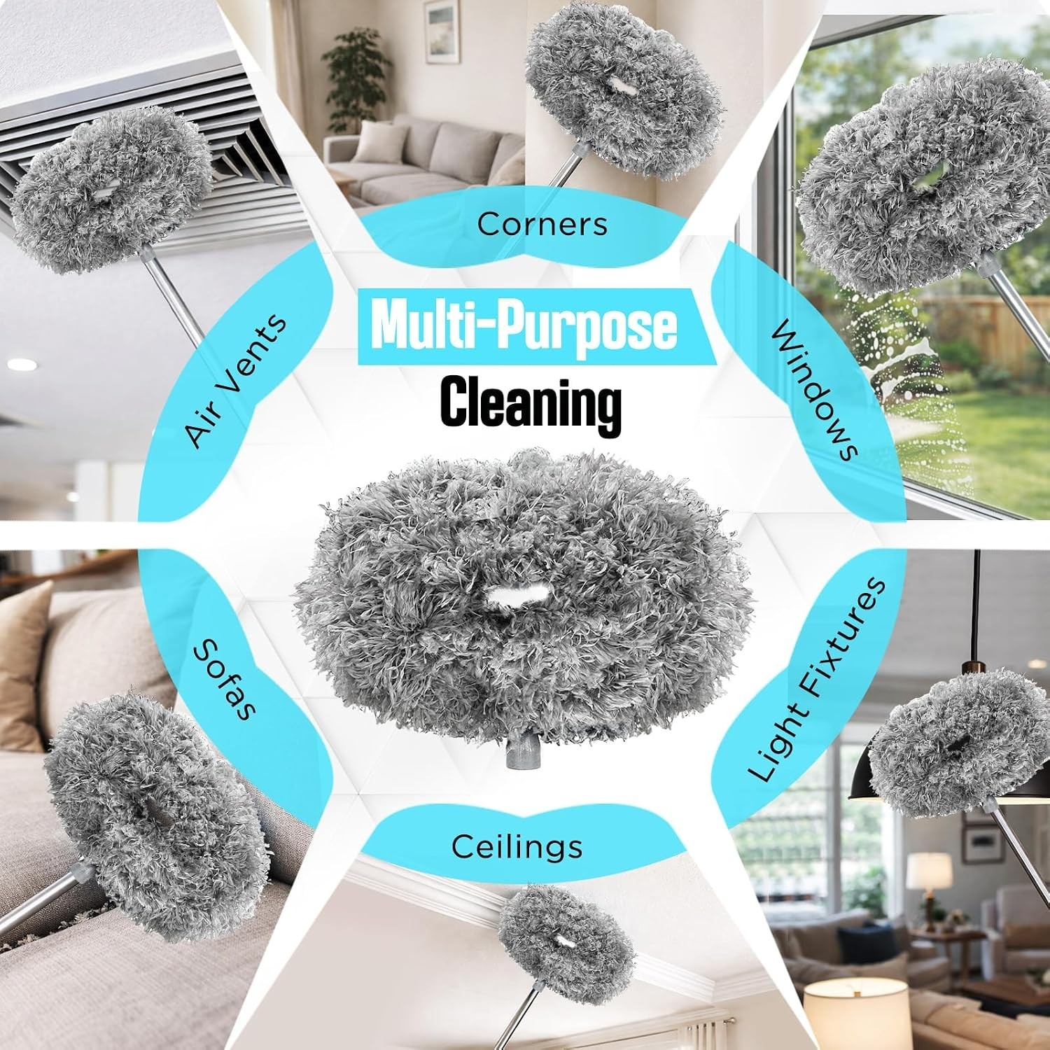 Ceiling Fan Cleaner Duster with Extension Pole, 12 to 51 Inch Duster Length, …