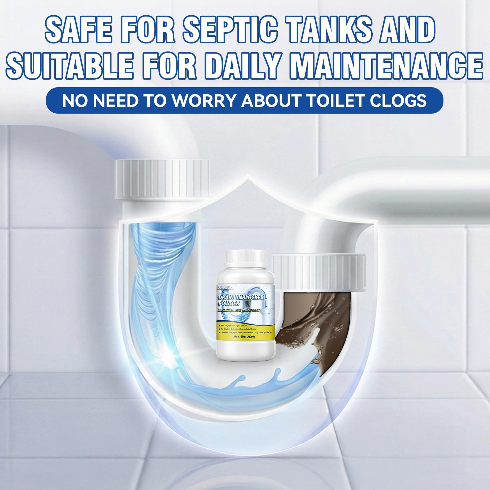 Powerful Drain Clog , 260g Pipeline Dredging Agent & Drain Cleaner Fast Disso…