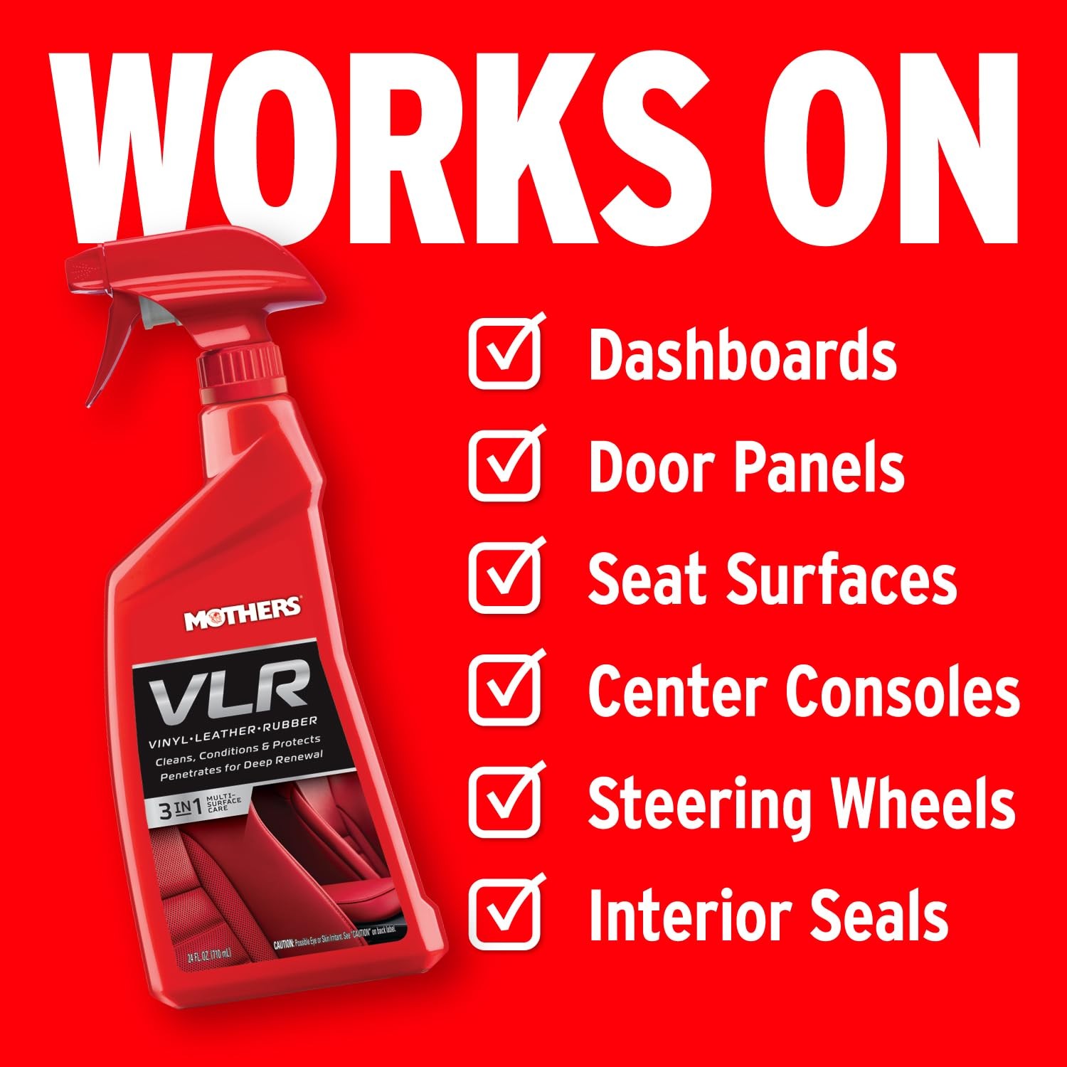 Mothers VLR All in One Vinyl Leather Rubber Cleaner 24 Fl Oz Pro Strength