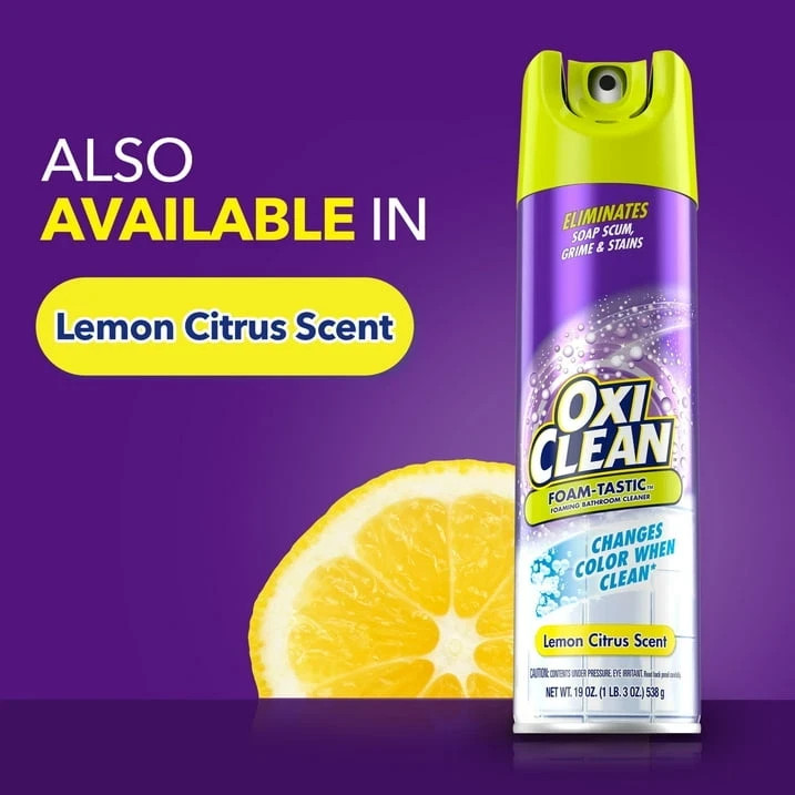 OxiClean Foam-Tastic Bathroom Cleaner, Removes Soap Scum, Grime & Stains 19 oz