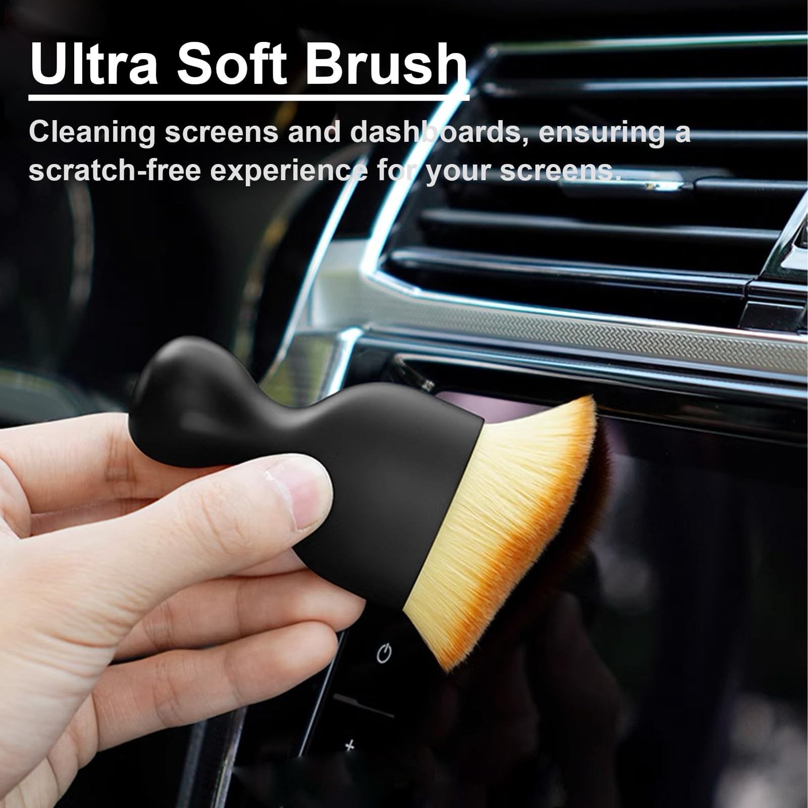4 PCS Car Detailing Brush Set for Cleaning Interior or Exterior, Boars Bristl…