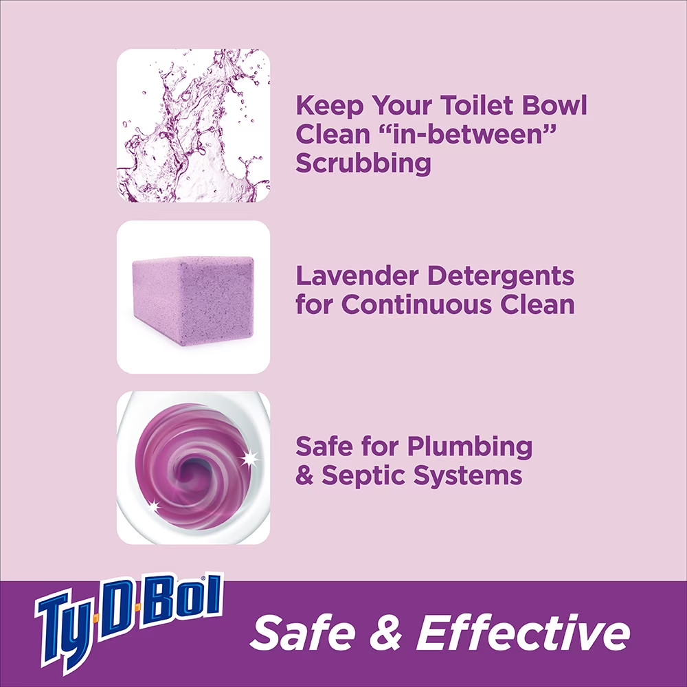 Ty-D-Bol Bleach-Free Toilet Bowl Cleaner Tablets Unscented 3-Pack 15 Tabs