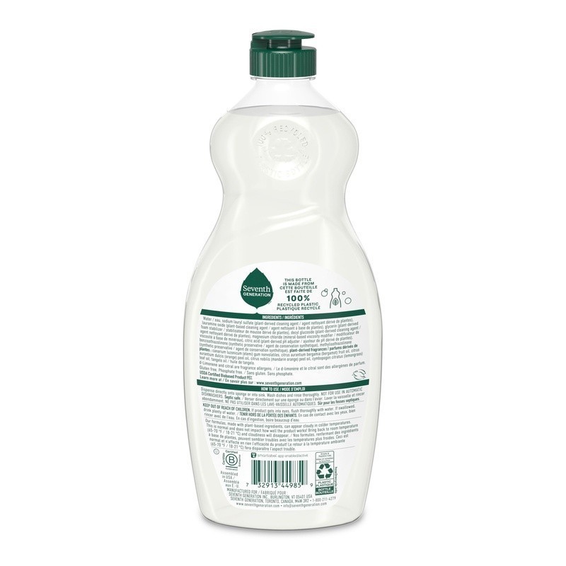 Plant Based Dish Soap Clementine Zest Lemongrass Grease Cutter 19oz Eco Friendly