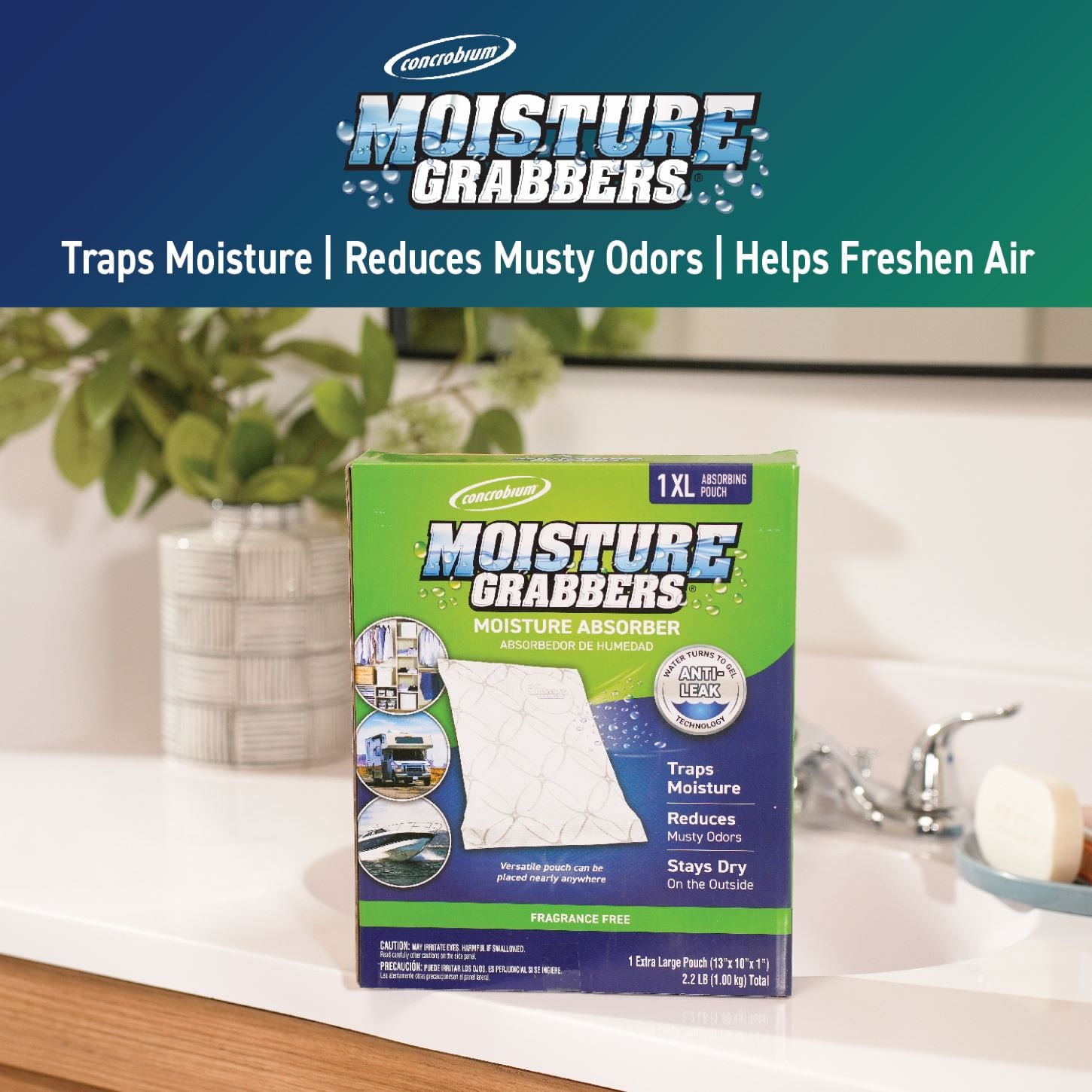 Concrobium Moisture Grabbers Humidity Absorbing Crystal Pouch for Large Areas