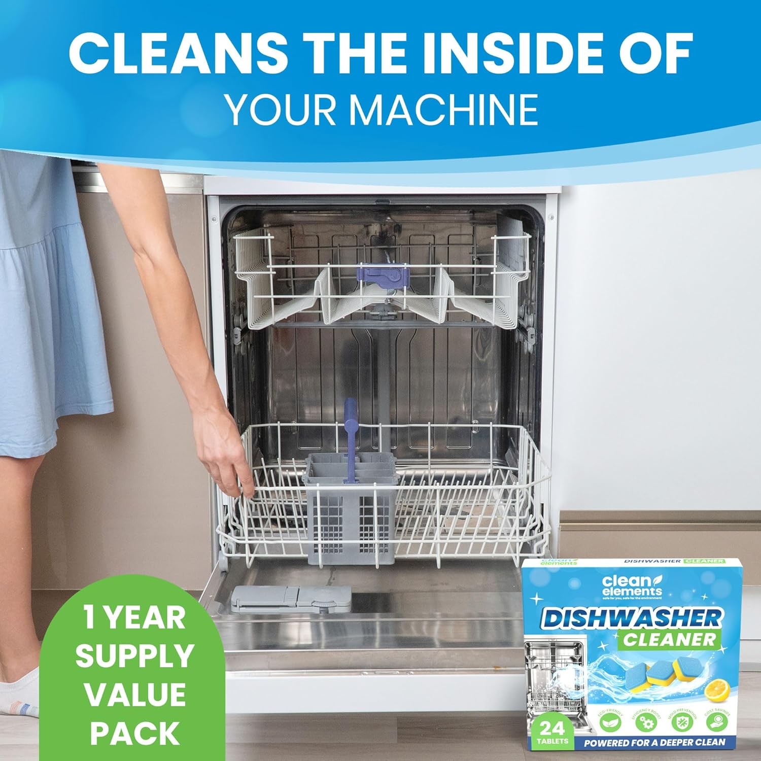 Dishwasher Cleaner Tablets 24 Pack Deodorizer Deep Cleaning Tablets Bulk Supply