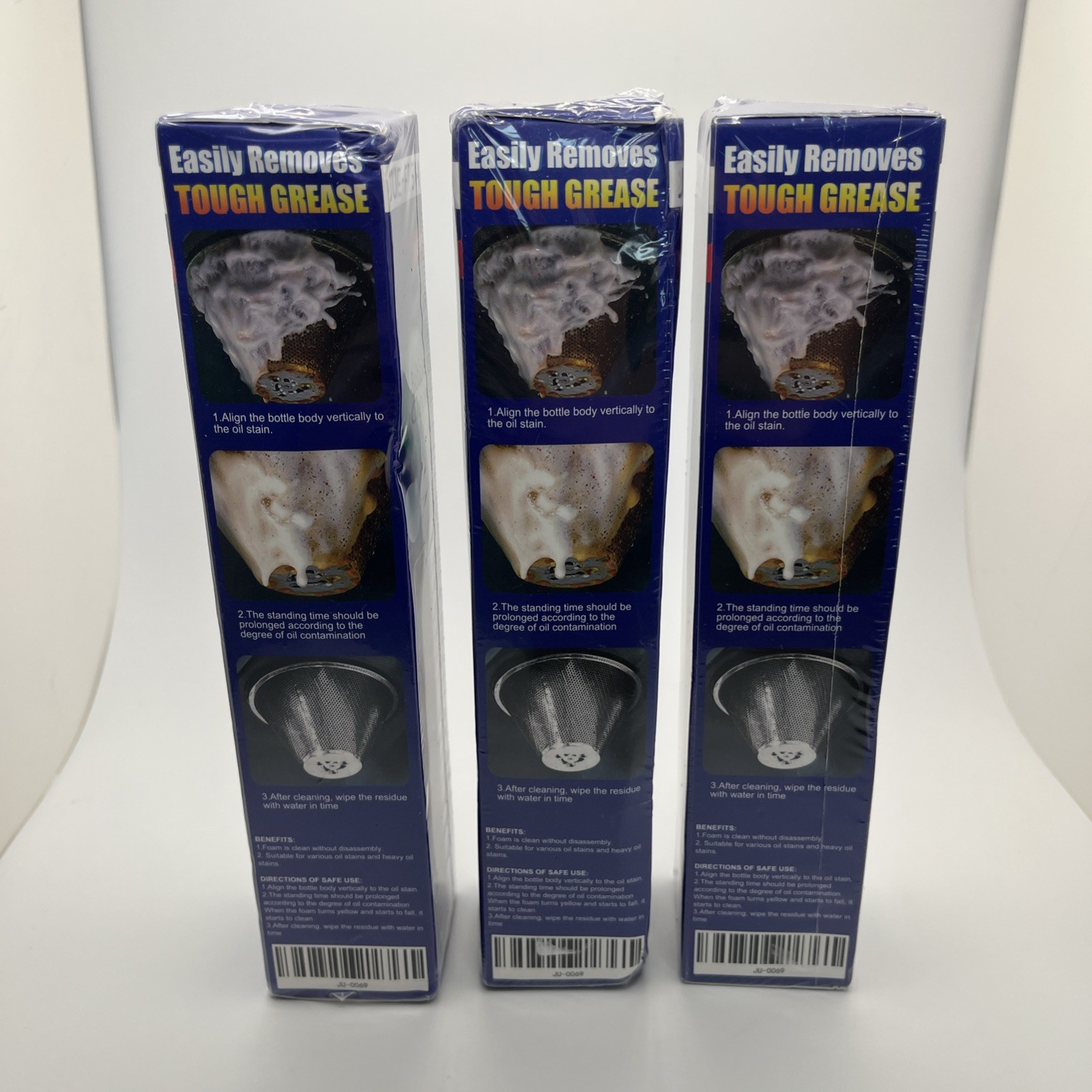 Lot of 3 – JUE-FISH Bubble Cleaner – Grease & Oil Stain Cleaner 100 mL – Sealed