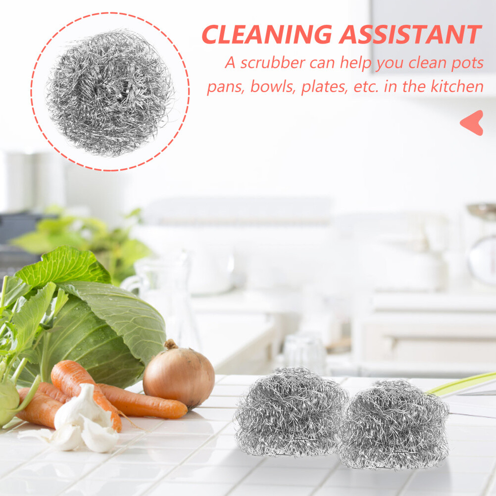4pcs Stainless Steel Sponges Scrubbers Kitchen Practical Spiral Scourers for Pot
