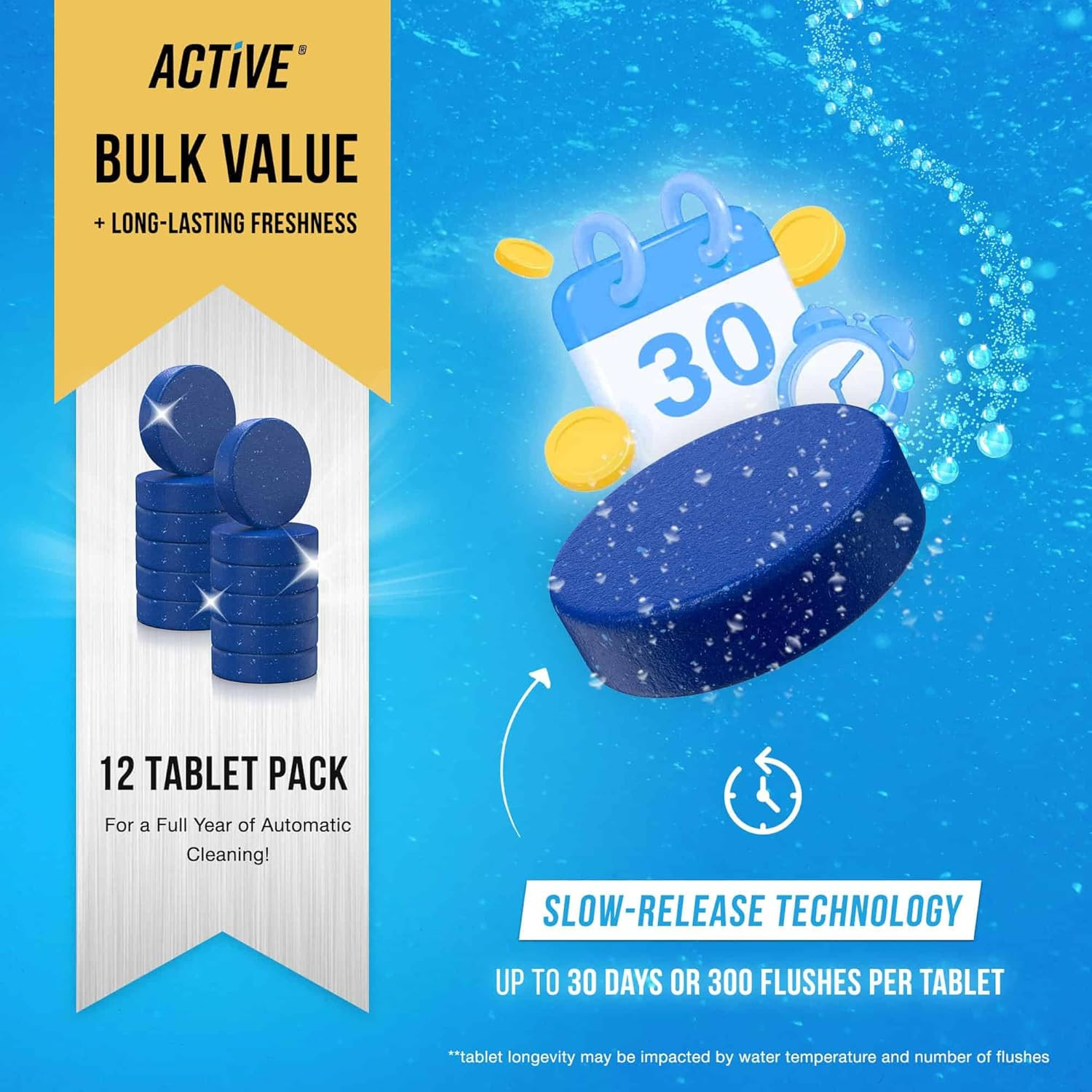 Powerful Blue Gel Toilet Bowl Cleaner Tablets – 12 Septic-Safe Tabs