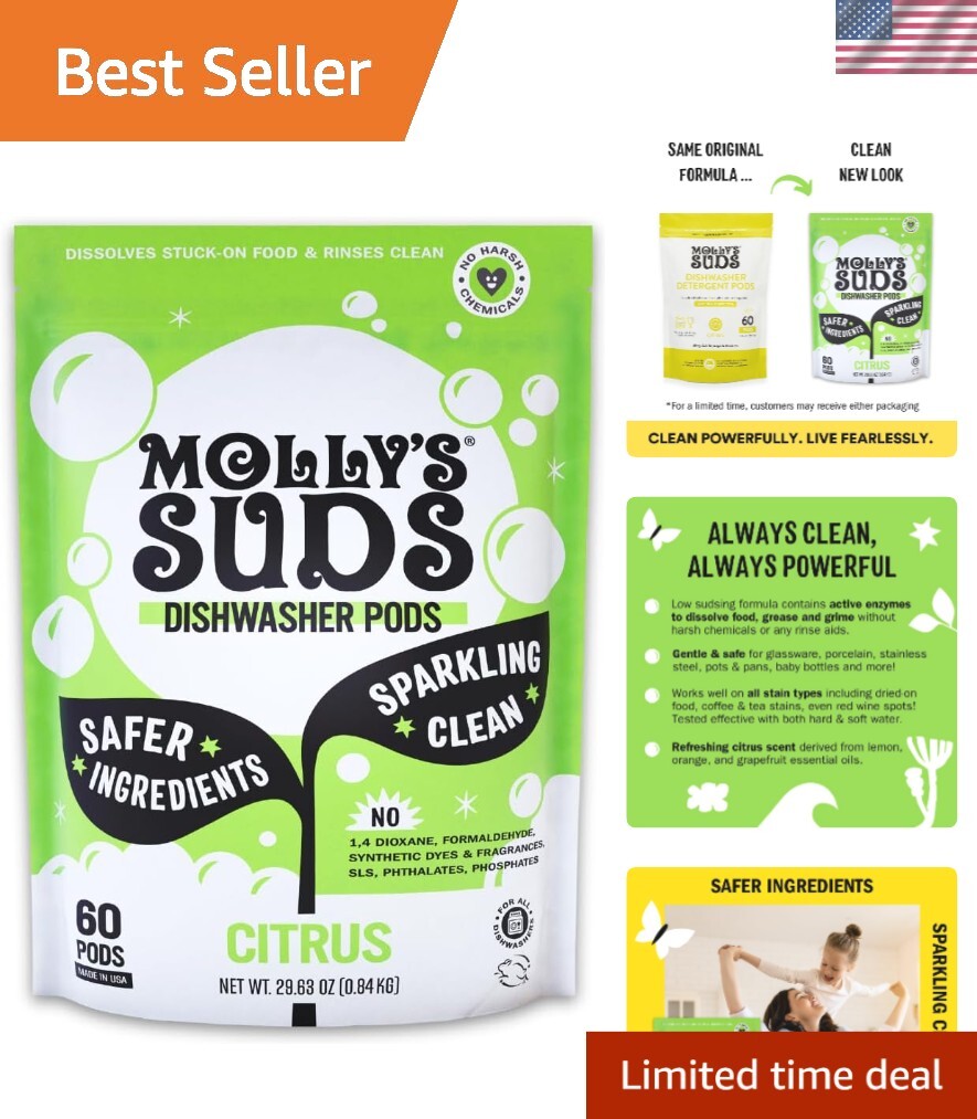 Cruelty-Free 60 Count Dishwasher Pods – Sparkling Clean with Zero Residue