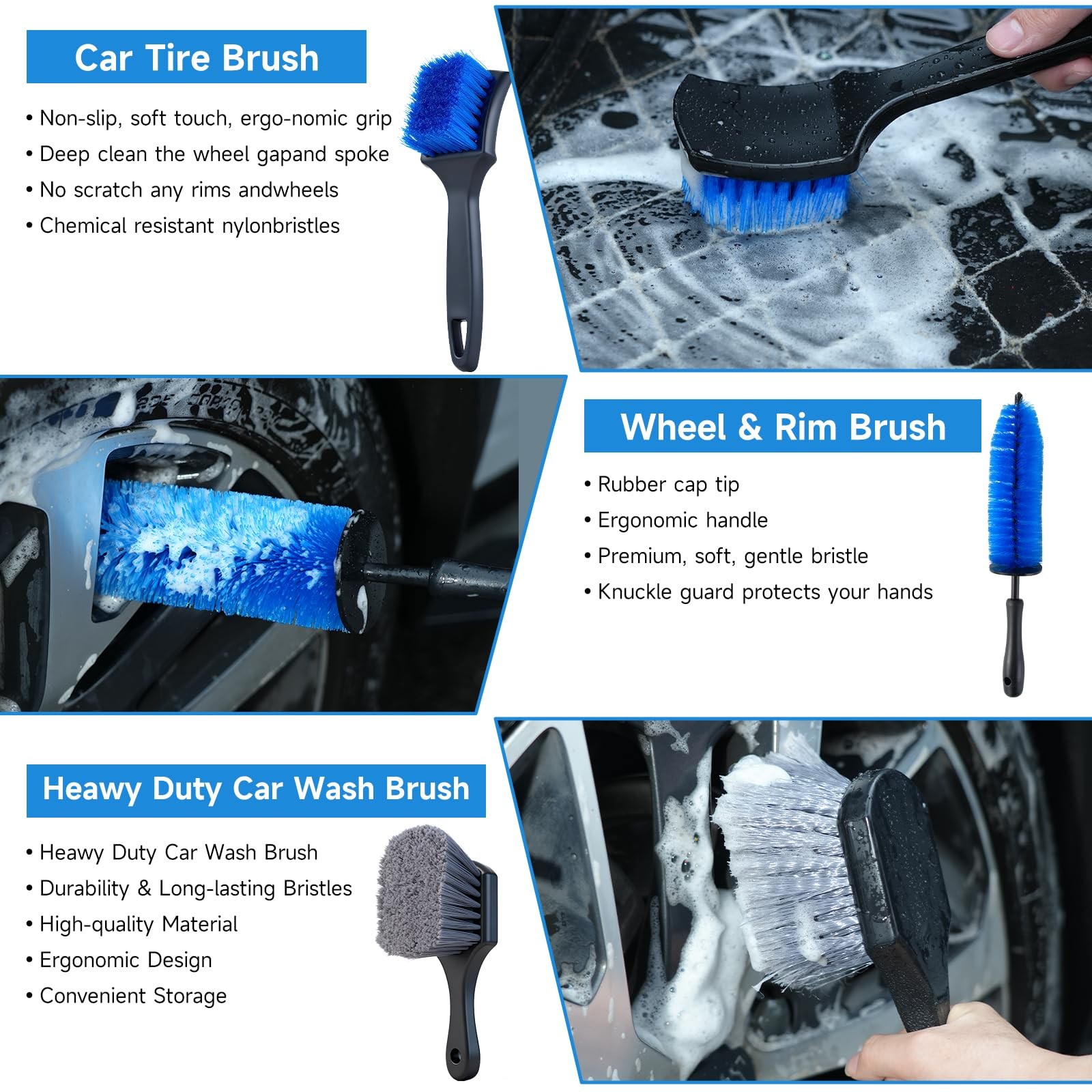 36Pcs Car Detailing Kit, Brush Set, Cleaning Auto Blue