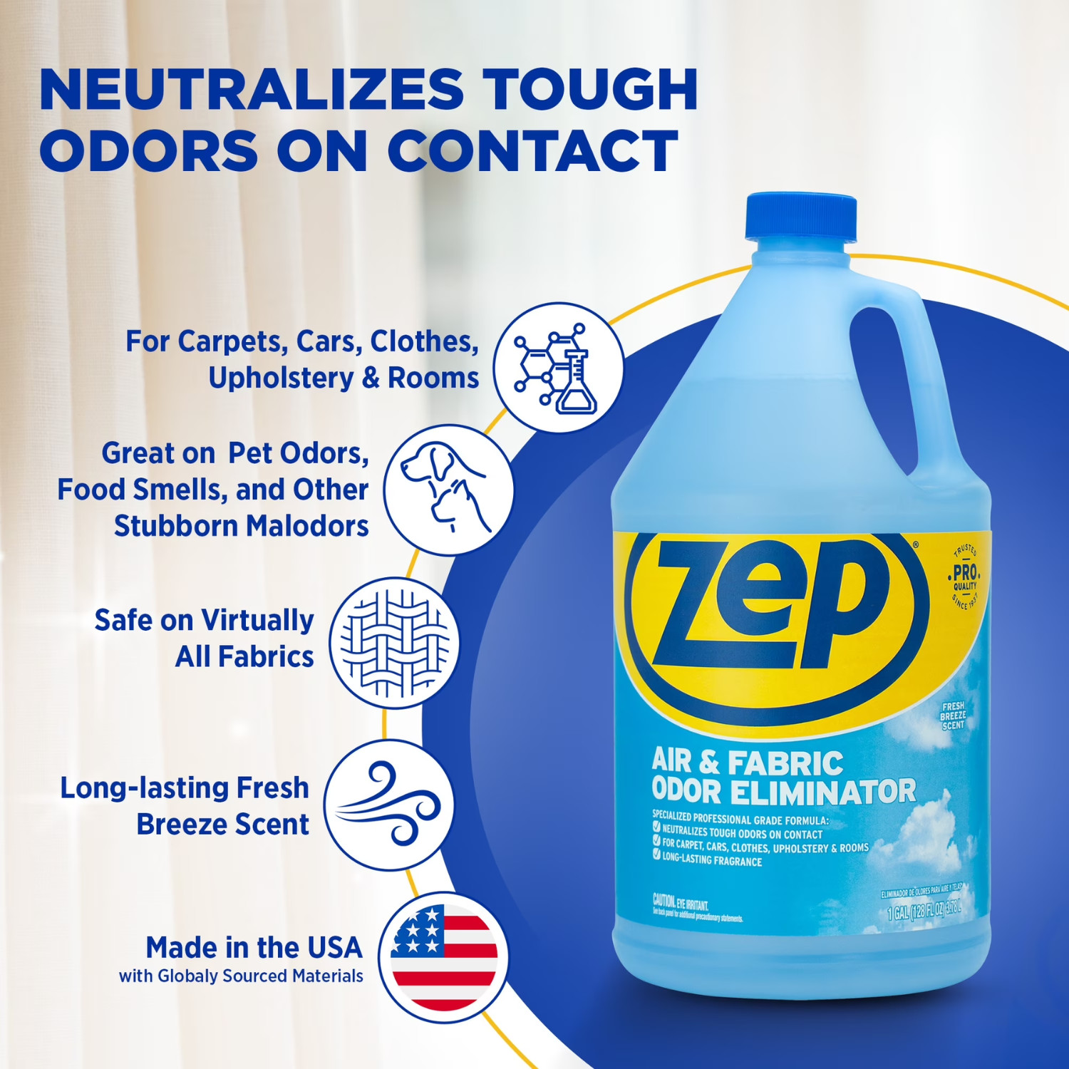 Zep Air & Fabric Odor Eliminator, Refresh Your Home, Office & Business, 128 oz