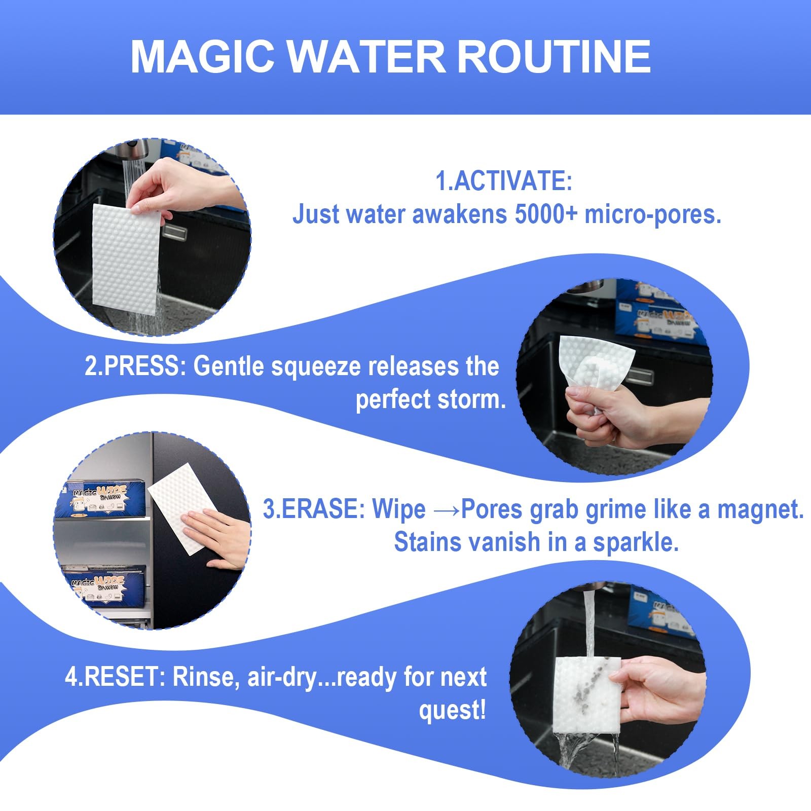 Magic Sponge 48pc Ultra-Thin High-Density Melamine Cleaning Sheets Scratch-Free