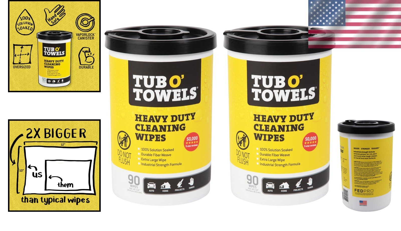 Heavy-Duty Multi-Surface Cleaning Wipes 10″x12″, 2-Pack Citrus Fresh 180 Count