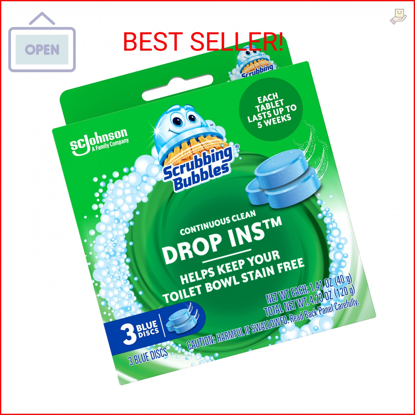 Scrubbing Bubbles Continuous Clean Toilet Drop-Ins, Automatic Blue Toilet Bowl C