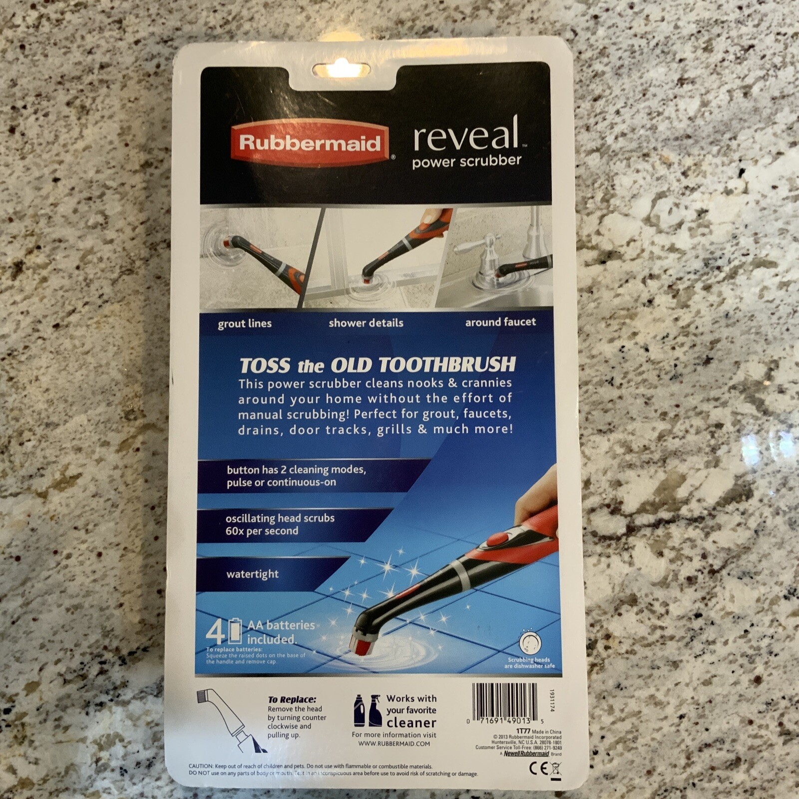 New Rubbermaid Reveal Power Scrubber Grout & Tile Bathroom Shower Cleaner