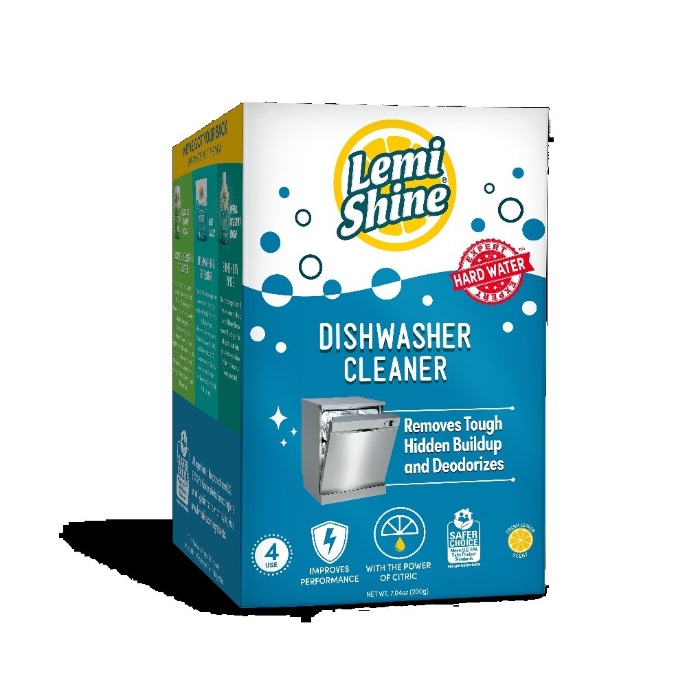 Lemi Shine Dishwasher Cleaner,Lemon Scent, Deodorizes and Removes Build-up, 4 Ct