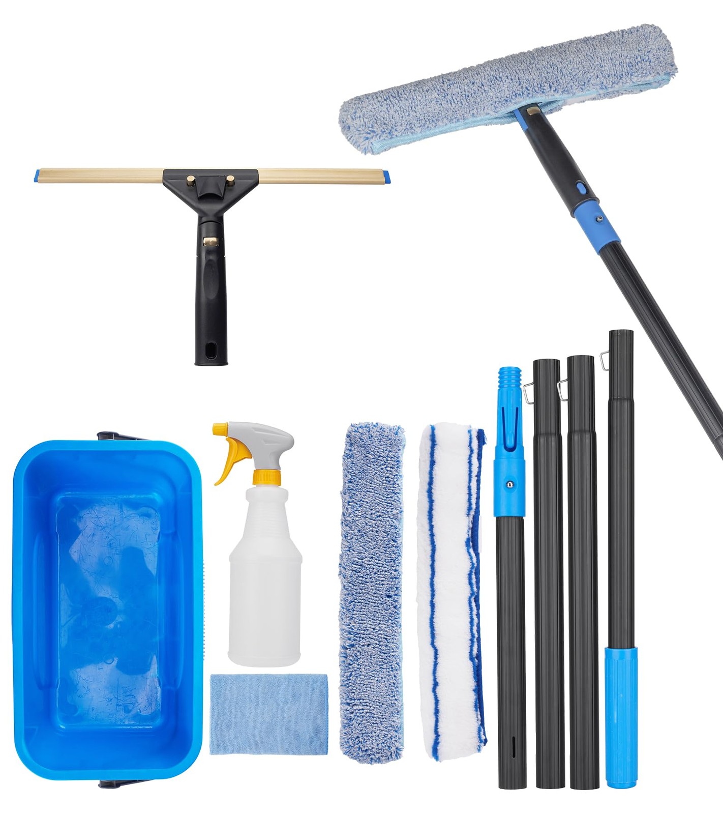 Professional Window Cleaning Kit with 50″ Extension Pole, 8-in-1 Window Scrub…