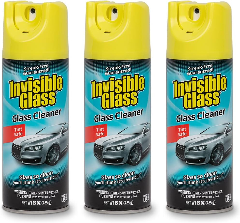 91163-3PK Premium Aerosol Glass Cleaner Spray for Car Windshields and Windows, A