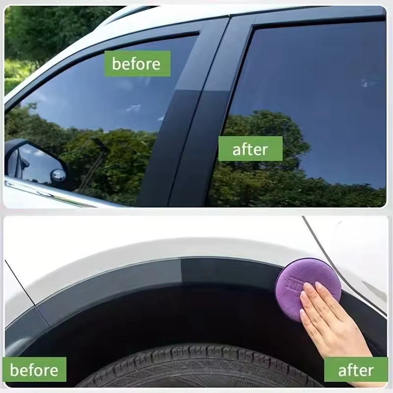 Car Plastic Restorer, Returns to Black Shine, Long-Lasting Coating, Leather Refu