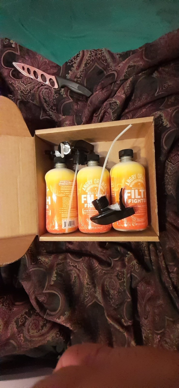 3 Angry Orange Filth Fighters, Multi Surface Cleaner, Odor And Stain Eliminator.
