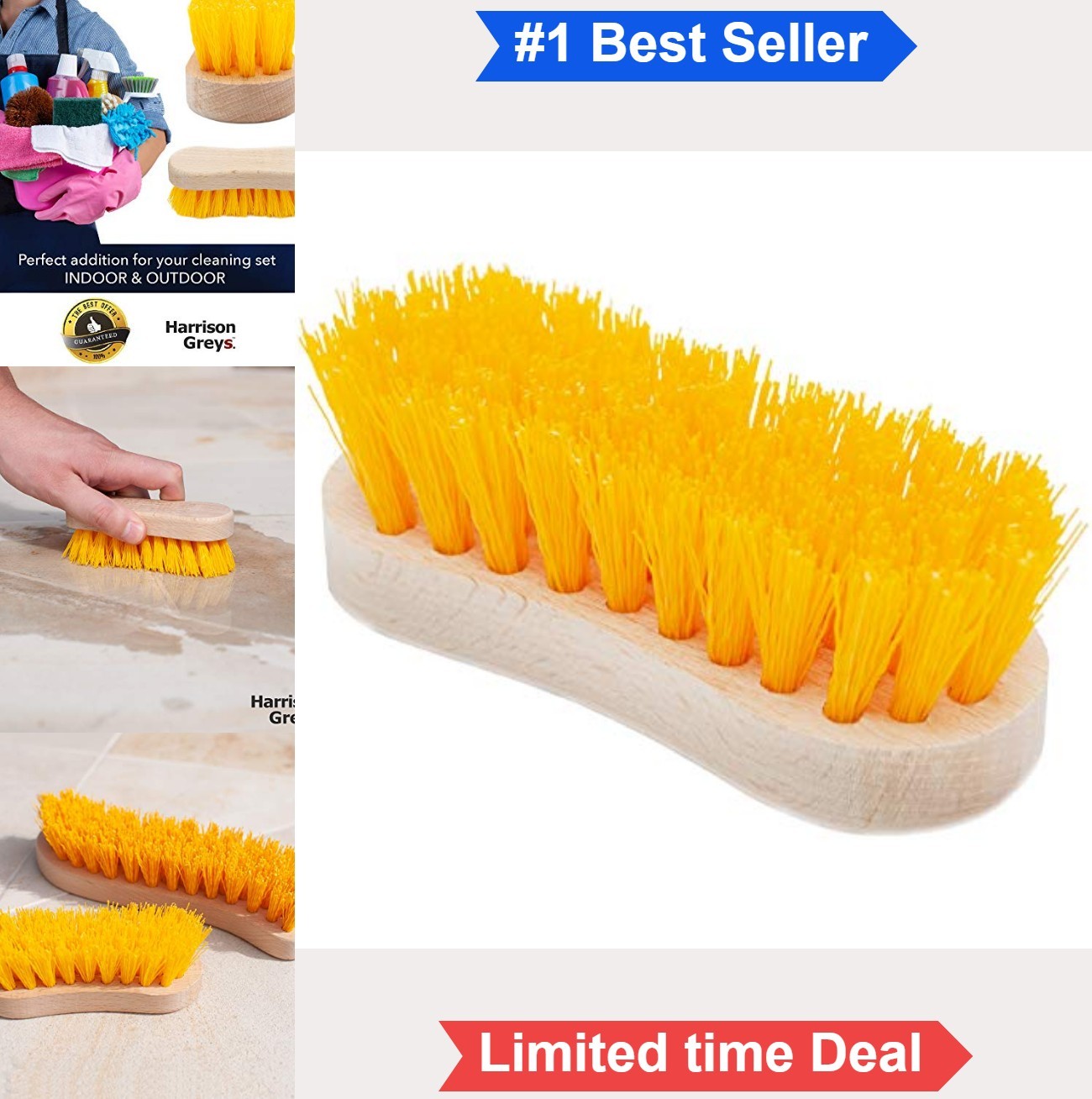Scrub Brush Stiff Hard Bristles Heavy Duty Wooden Hand Brush Indoor Outdoor