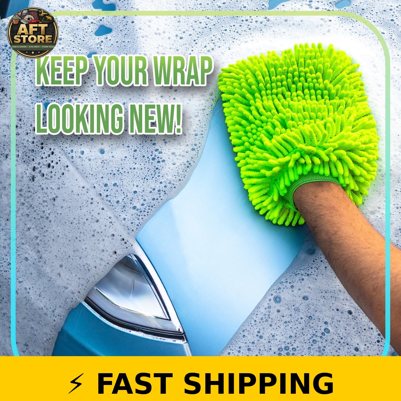 Rev Auto Vinyl Wrap Car Wash Soap Kit – 64oz with Microfiber Mitt