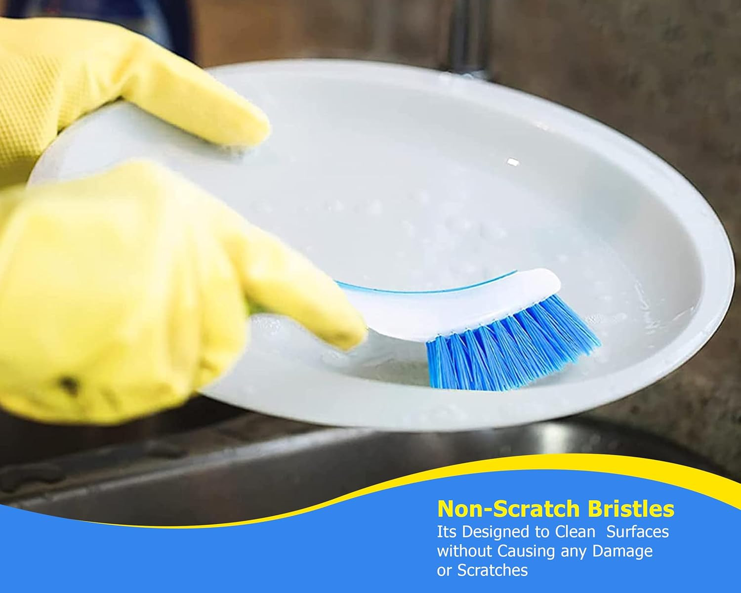 Plastic Long Handled Scrubbing Suction Cup, Durable Bristles,Dish Washing Brush.